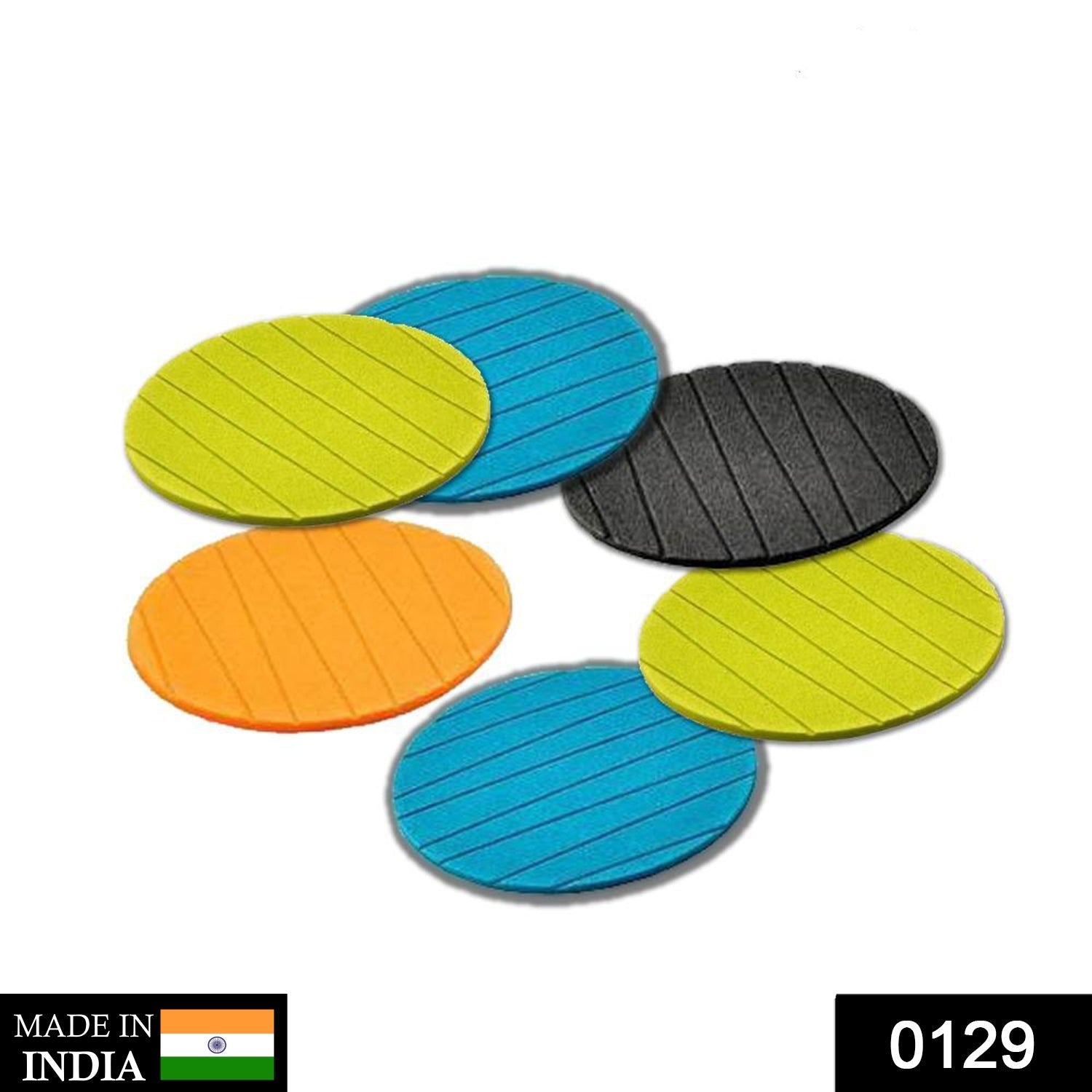 0129 6 pcs Useful Round Shape Plain Silicone Cup Mat Coaster Drinking Tea Coffee Mug Wine Mat for Home