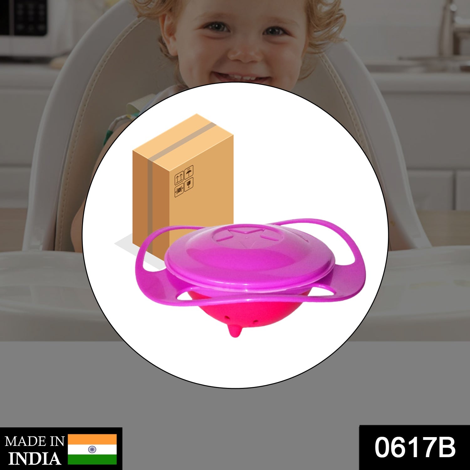 Rotating Baby Bowl used for serving food to kids and toddlers etc.