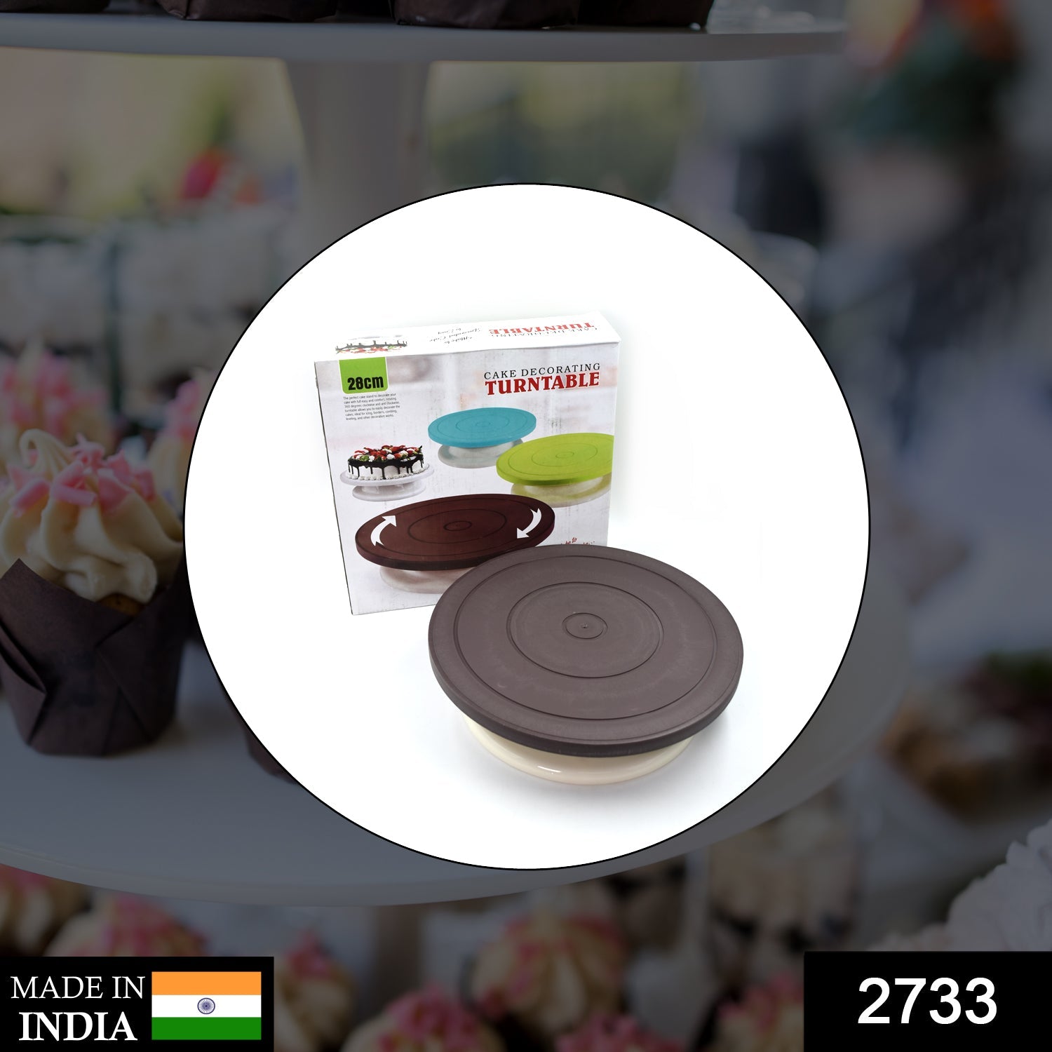 Cake Brown Turntable used widely in bakeries and some of the household places while making and decorating cake and all purposes.