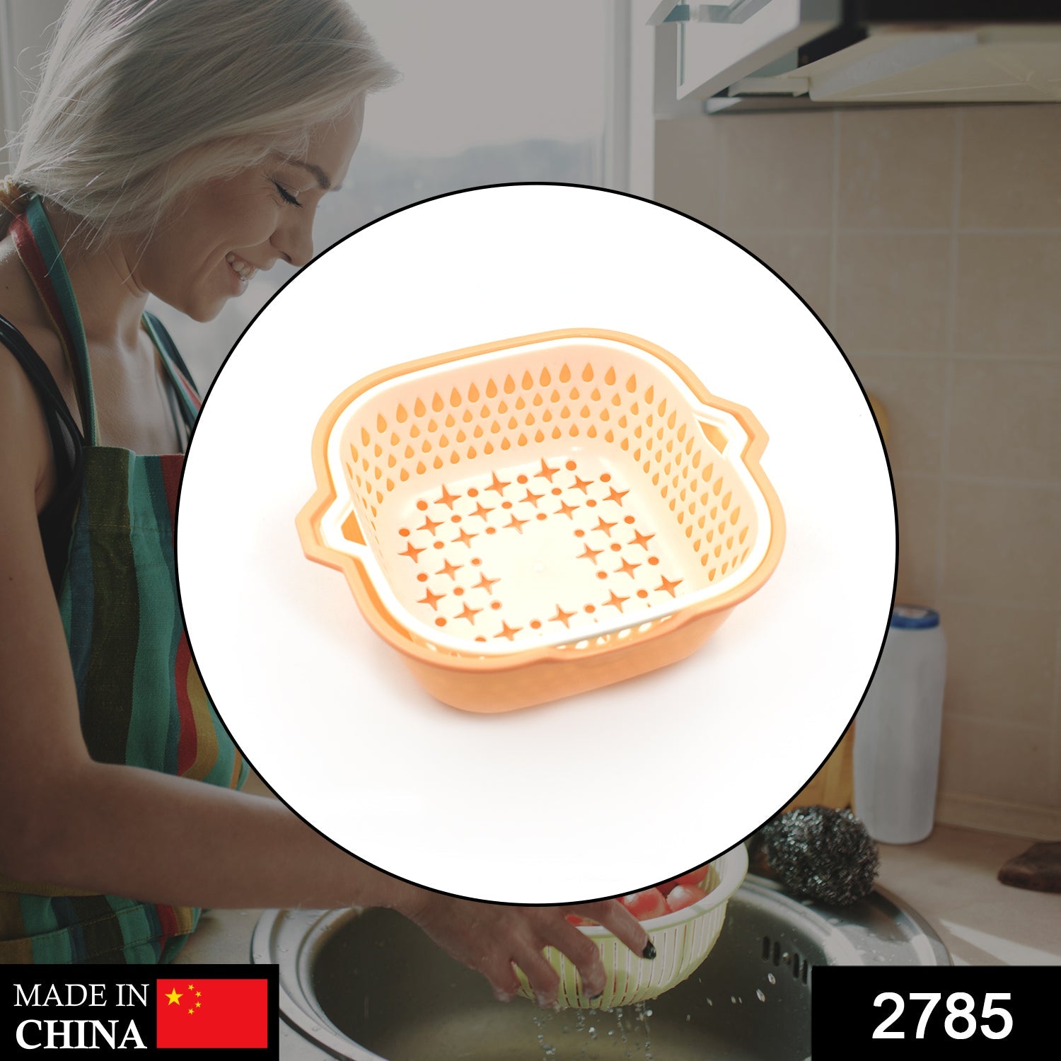 2 In 1 Basket Strainer To Rinse Various Types Of Items Like Fruits, Vegetables Etc.