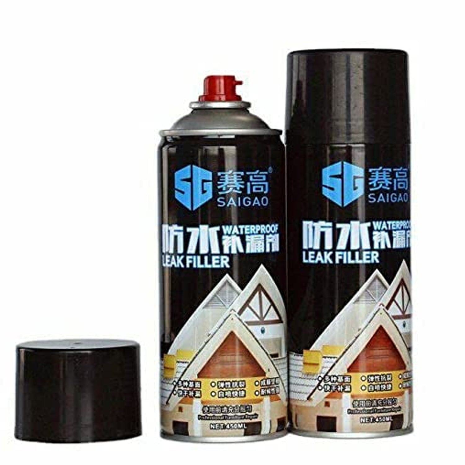 1332 Waterproof Leak Filler Spray Rubber Flexx Repair & Sealant - Point to Seal Cracks Holes Leaks Corrosion More for Indoor Or Outdoor Use Black Paint (450 Ml)