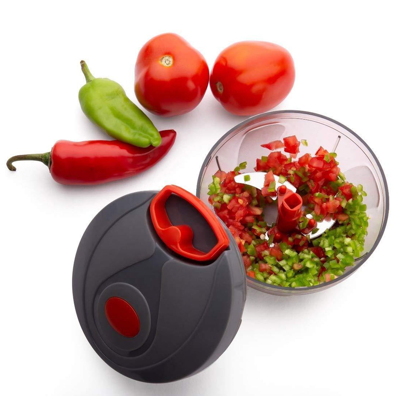 0080 Manual Food Chopper, Hand Held Vegetable Chopper (450ML) Assorted Color