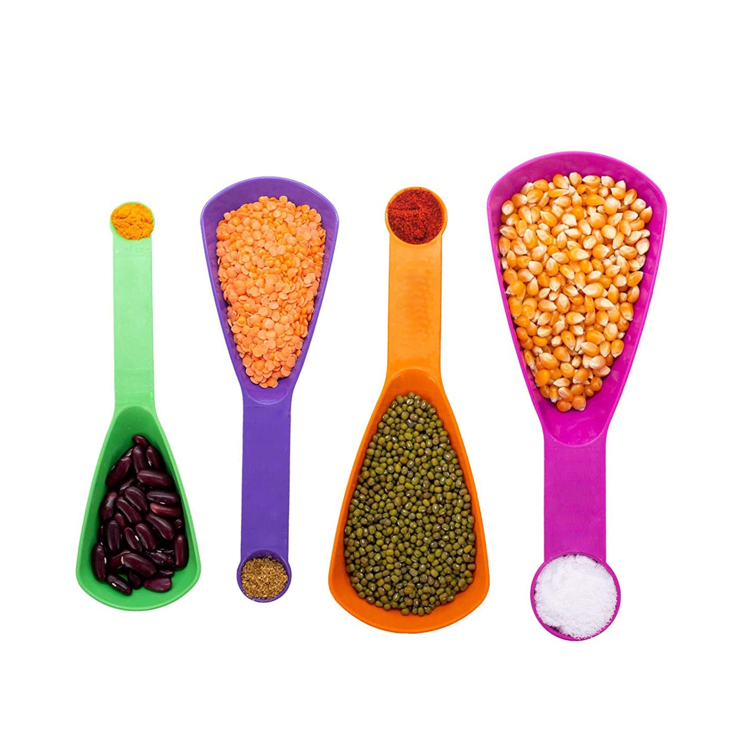 Plastic Double Side Measuring Cups and Spoons for Kitchen (Pack of 4)