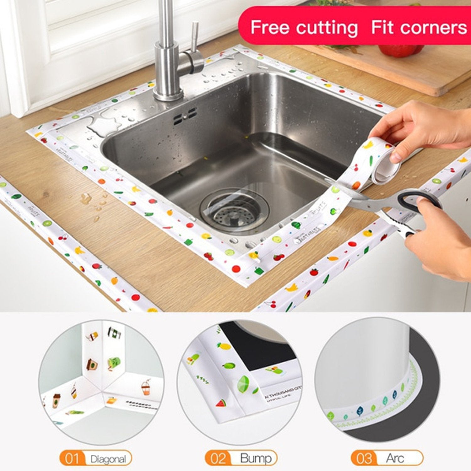 Kitchen Sink Platform Sticker Bathroom Corner Tape (2Meter Size)