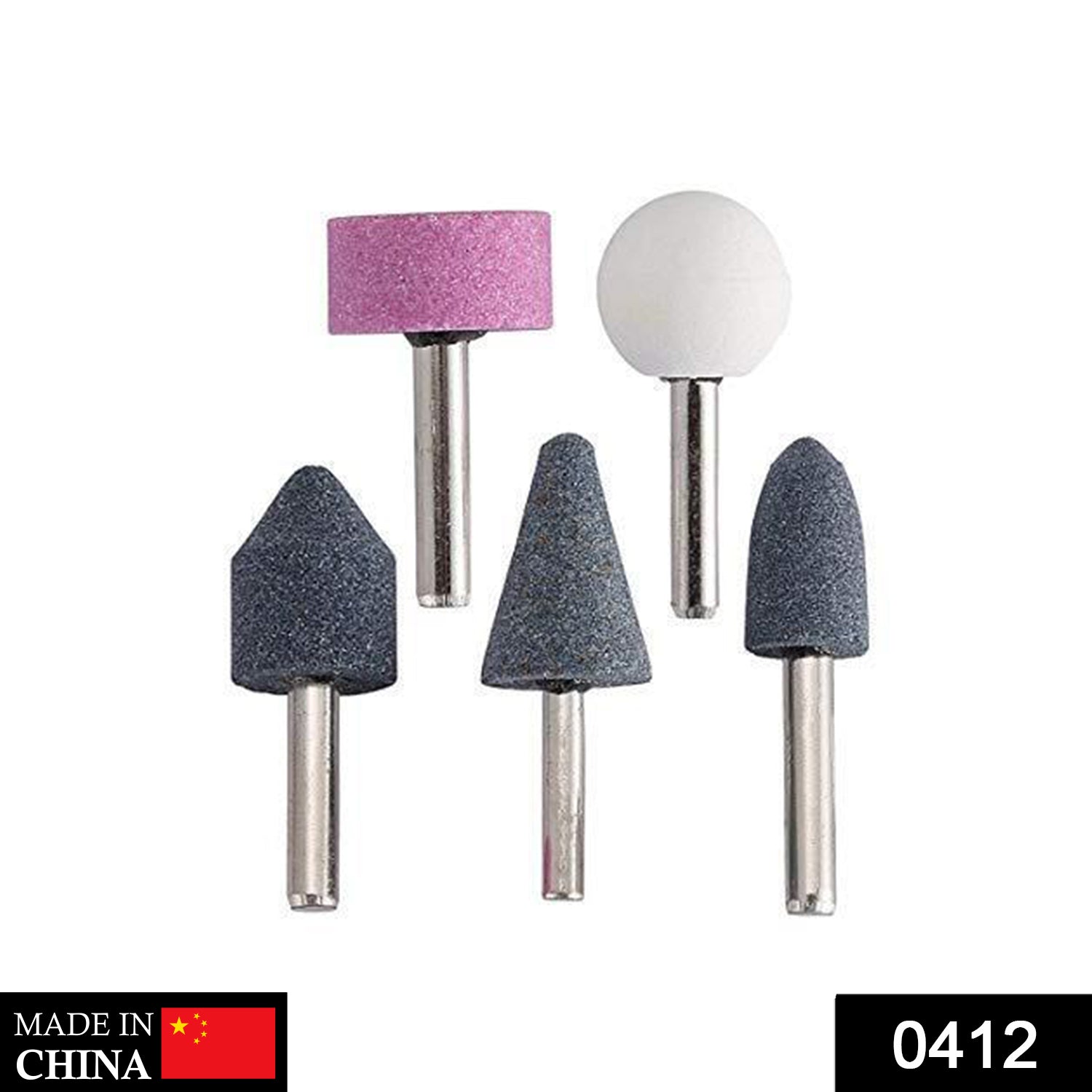 0412 -5 Pcs Shank Abrasive Mounted Stone (Multicolour)