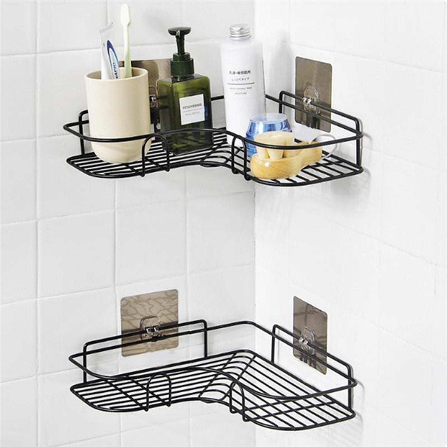 Self-Adhesive Kitchen-Bathroom Corner Shelf Organiser Storage Rack