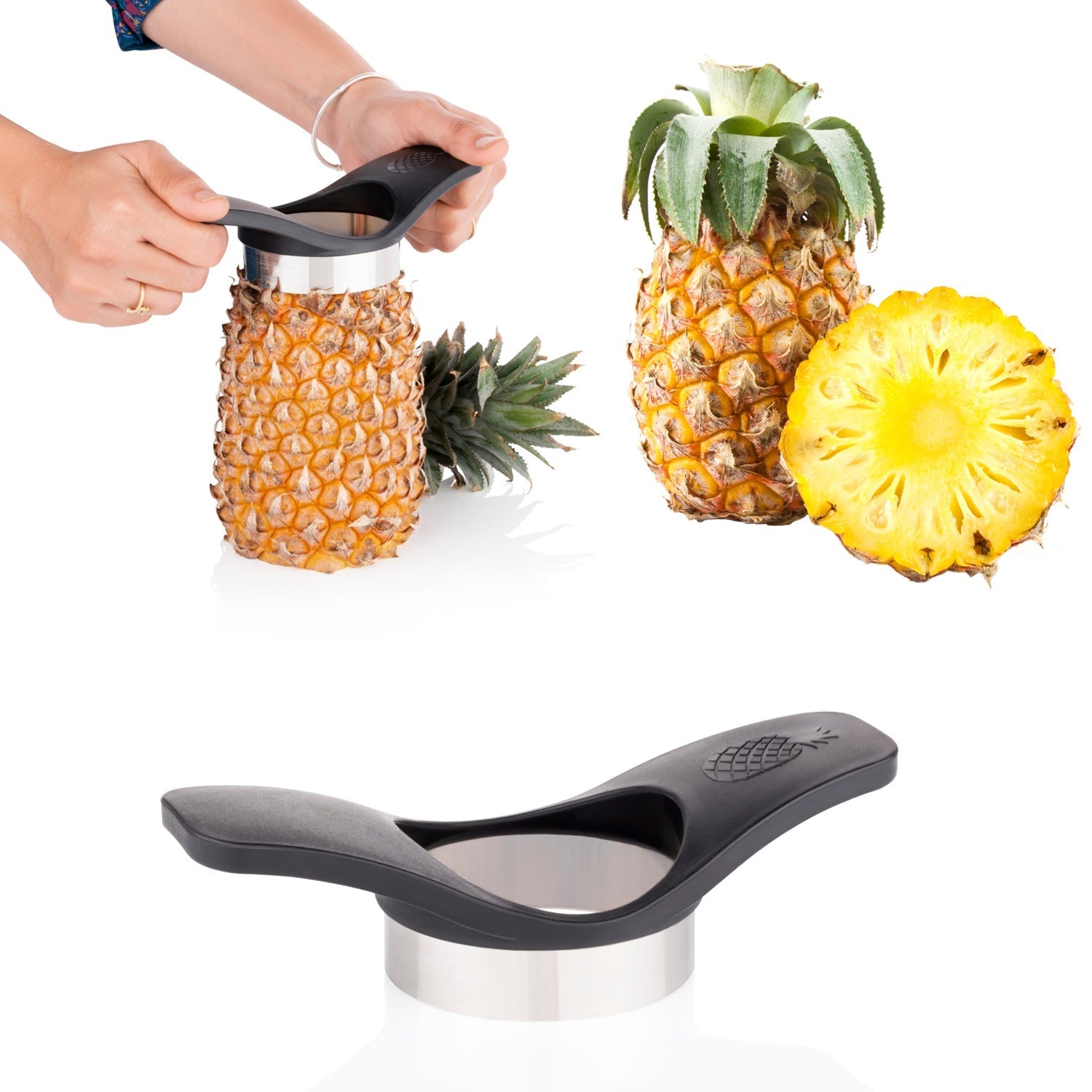 Pineapple Cutter used in all kinds of household and kitchen purposes for cutting pineapples into fine slices.