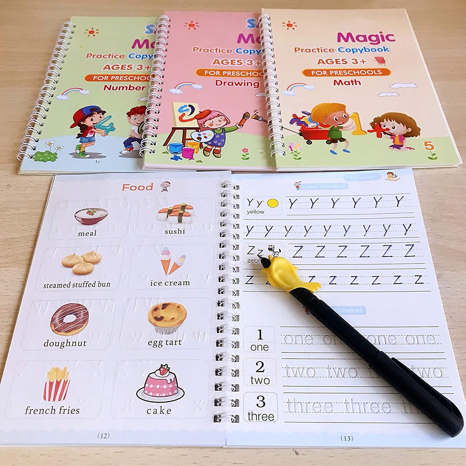 8075 4 Pc Magic Copybook widely used by kids, childrenâ€™s and even adults also to write down important things over it while emergencies etc.