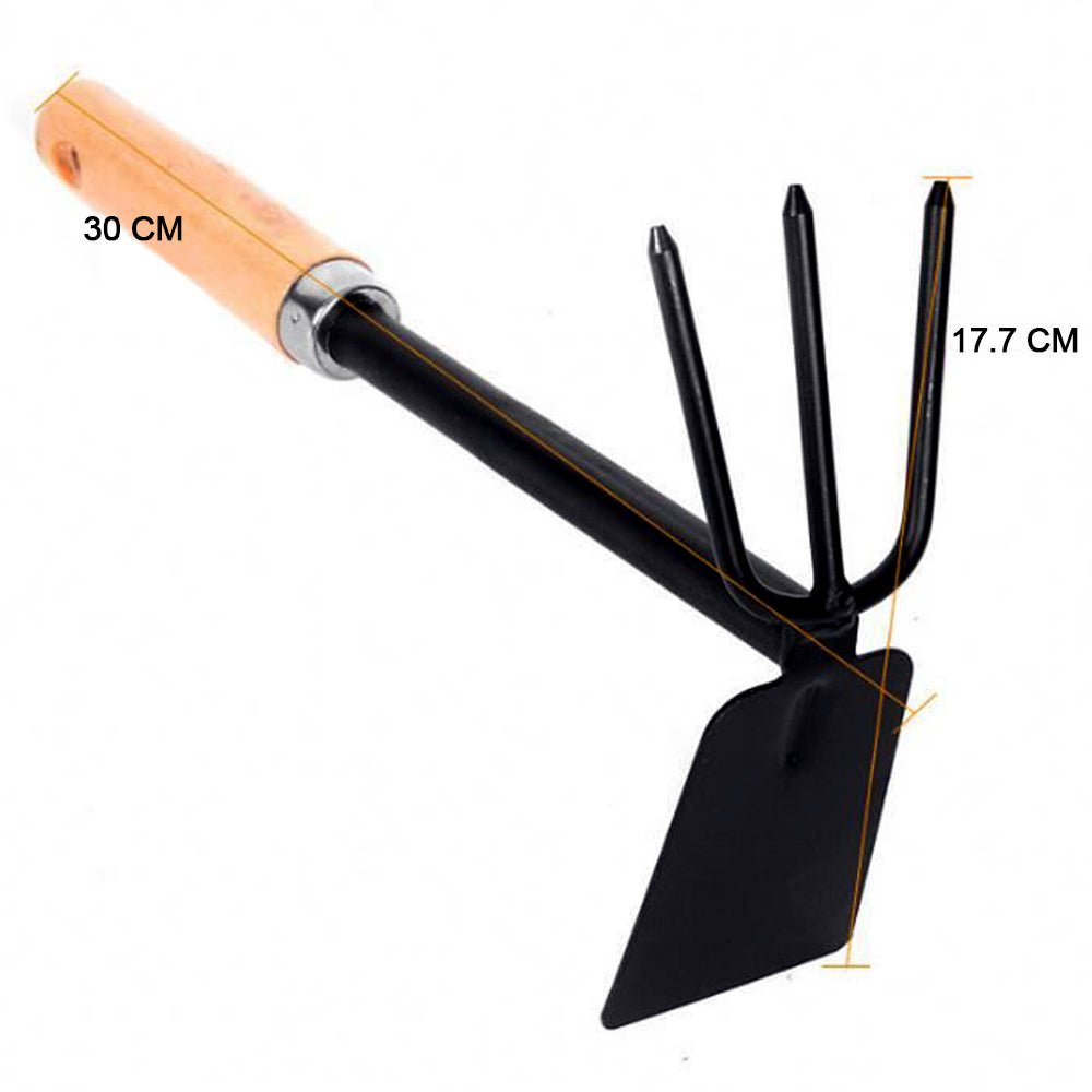 2 in 1 Double Hoe Gardening Tool with Wooden Handle