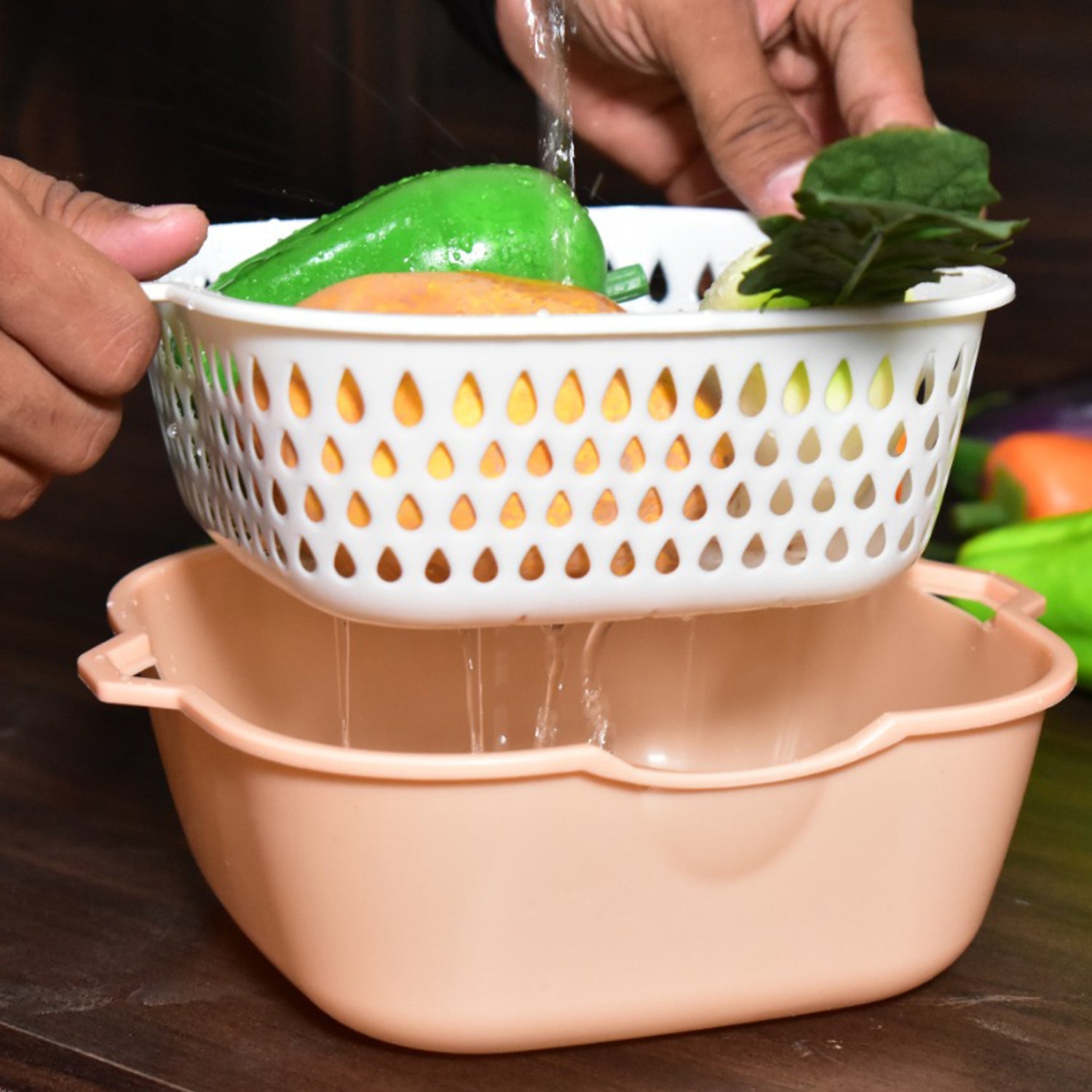 2 In 1 Basket Strainer To Rinse Various Types Of Items Like Fruits, Vegetables Etc.