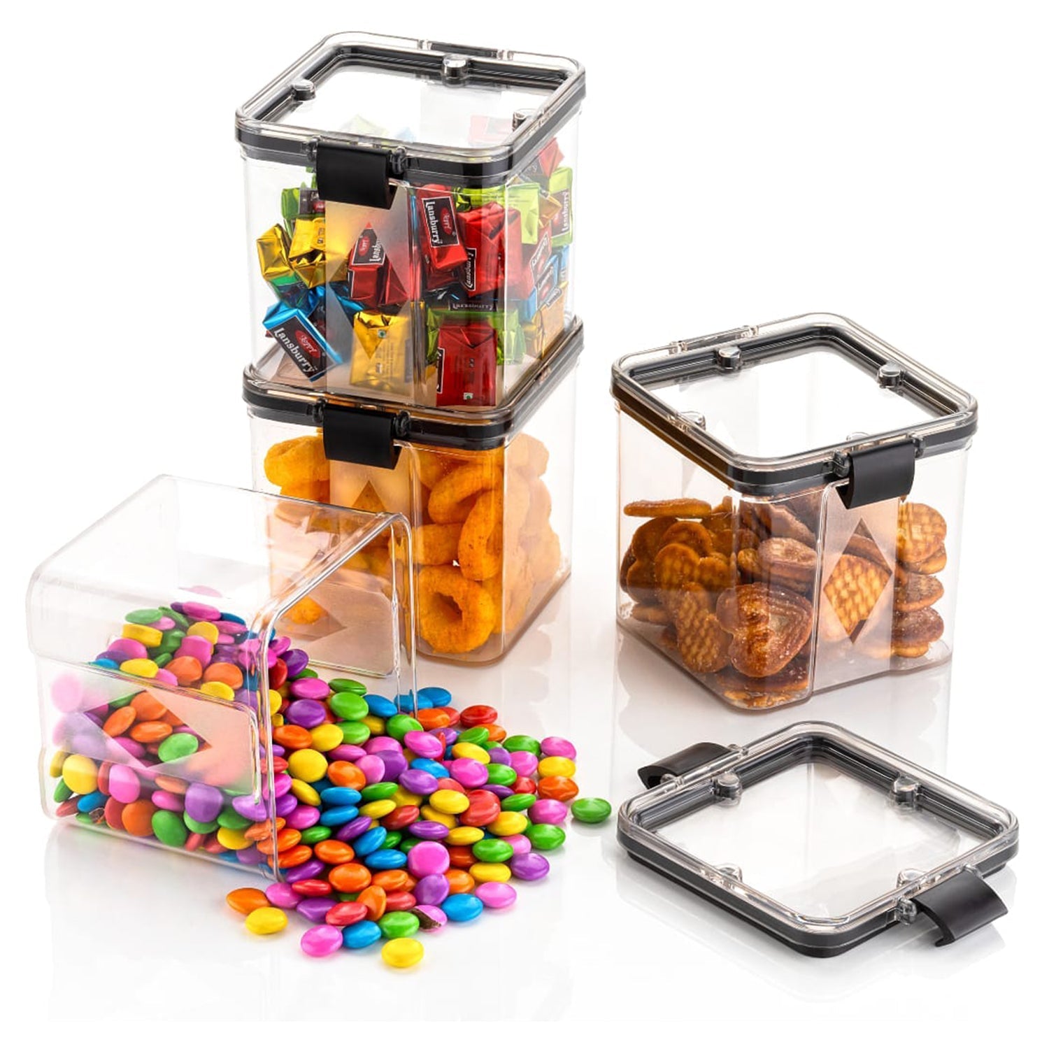 4 Pc Square Container 700 Ml Used For Storing Types Of Food Stuffs And Items.