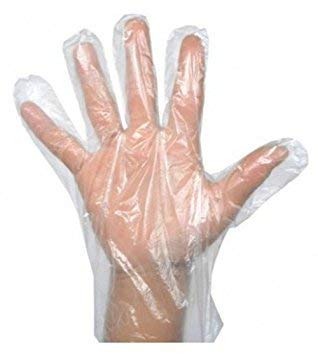 Plastic Transparent Disposable Clear Gloves (White) (100Pc)