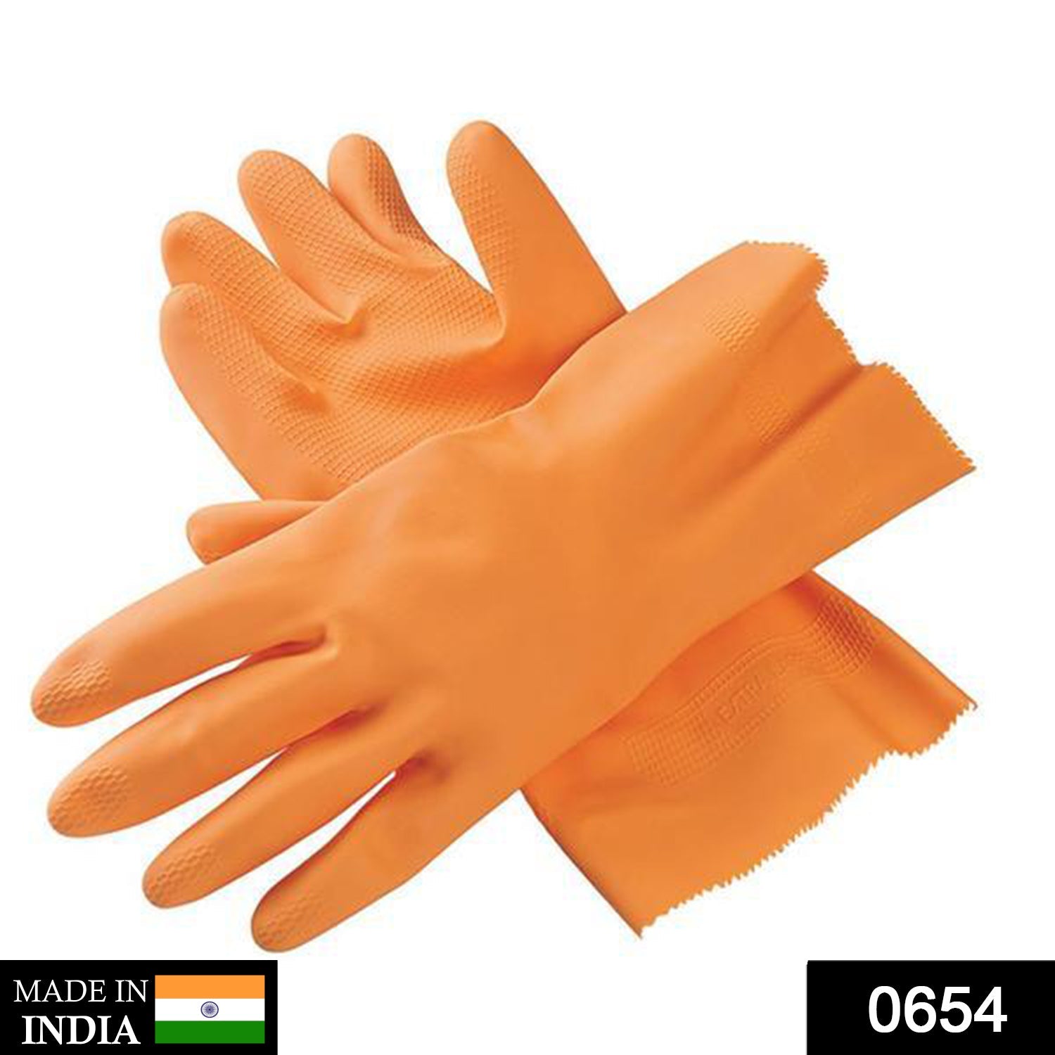 - Cut Glove Reusable Rubber Hand Gloves (Orange) - 1 pc