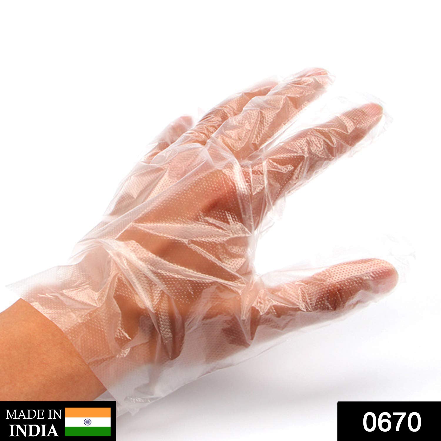 Plastic Transparent Disposable Clear Gloves (White) (100Pc)