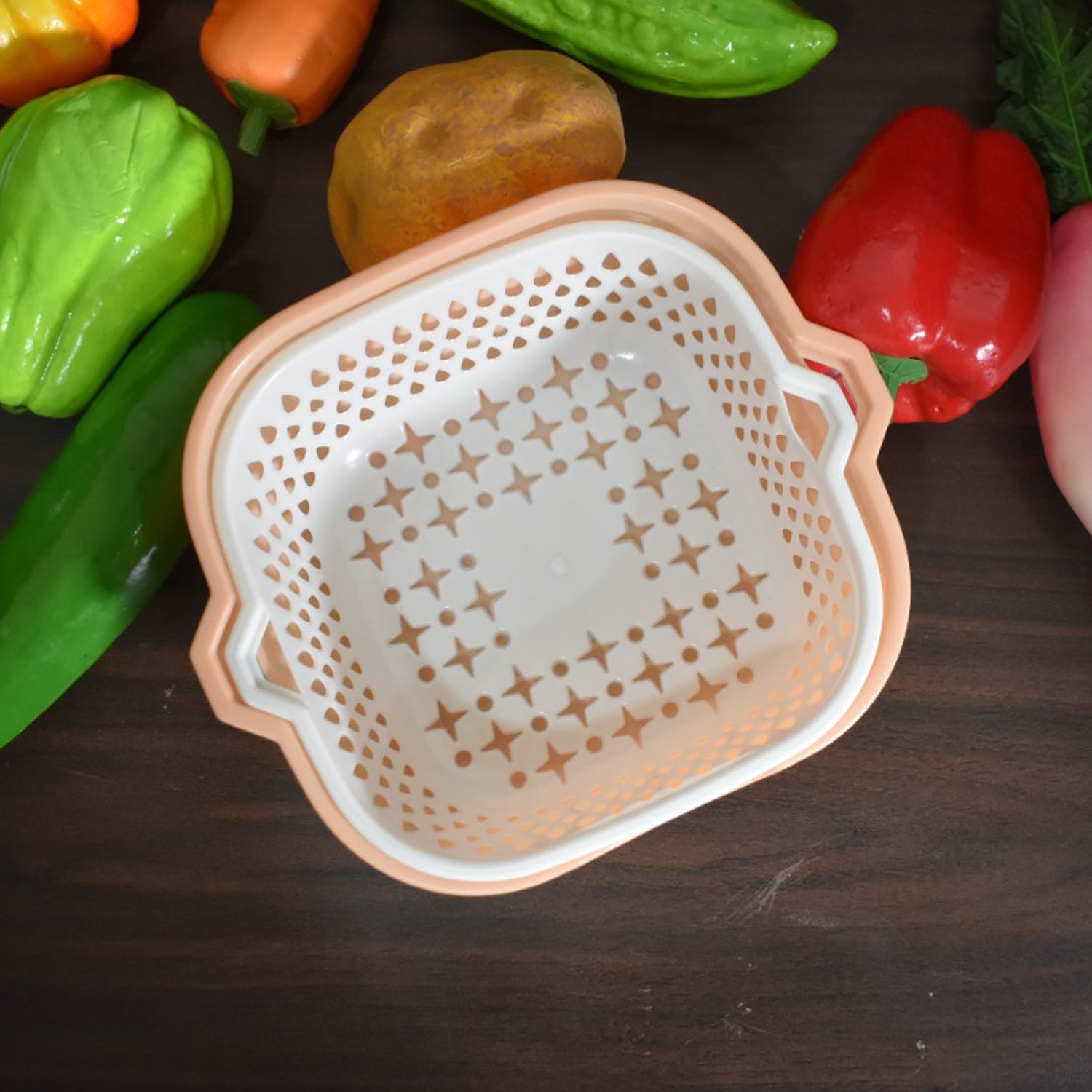 2 In 1 Basket Strainer To Rinse Various Types Of Items Like Fruits, Vegetables Etc.