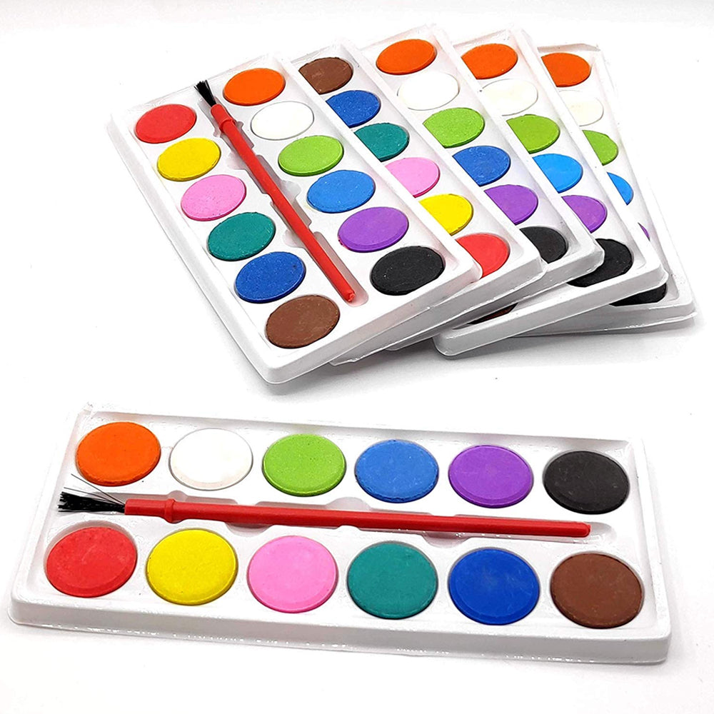 Painting Water Color Kit - 12 Shades and Paint Brush (13 Pcs)