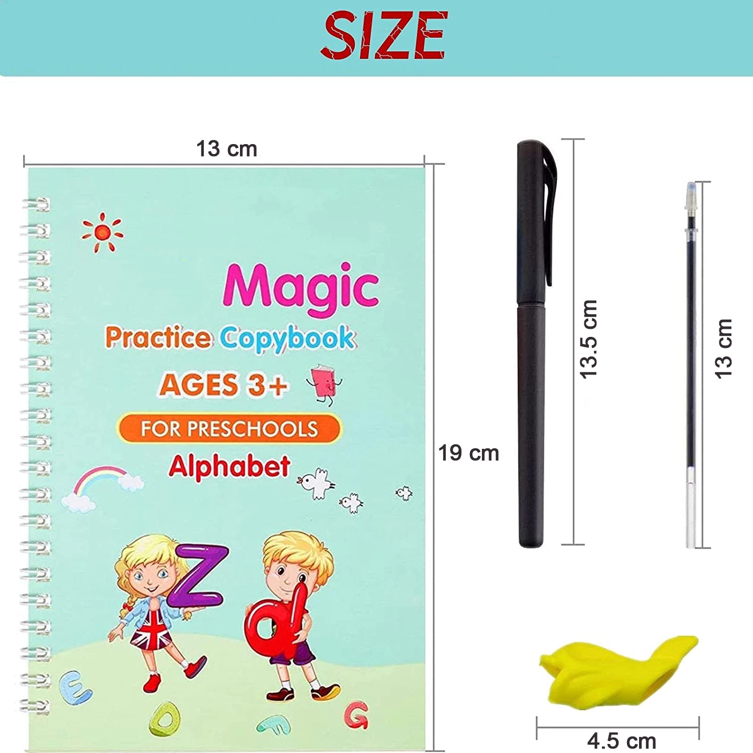 8075 4 Pc Magic Copybook widely used by kids, childrenâ€™s and even adults also to write down important things over it while emergencies etc.