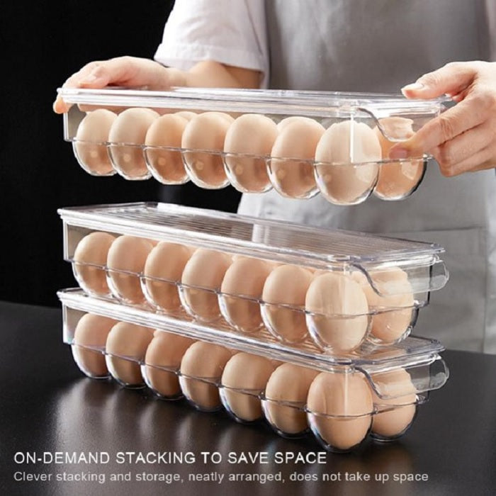 14 Grid Transparent Refrigerator Egg Storage Box With Lid