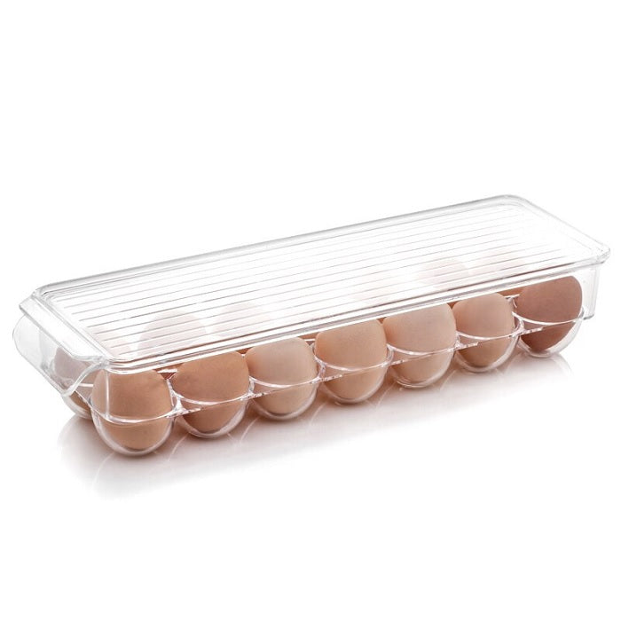 14 Grid Transparent Refrigerator Egg Storage Box With Lid