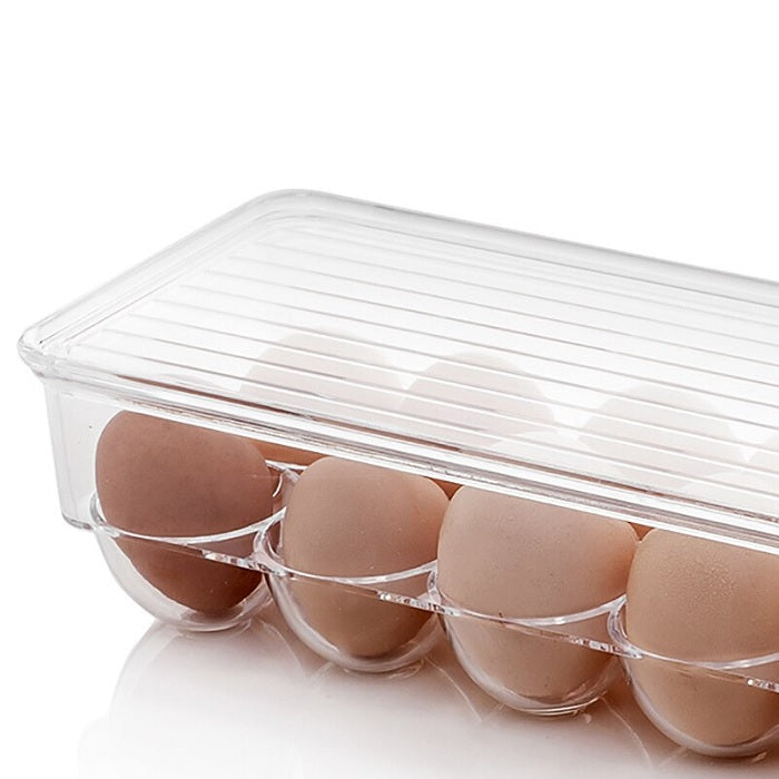 14 Grid Transparent Refrigerator Egg Storage Box With Lid