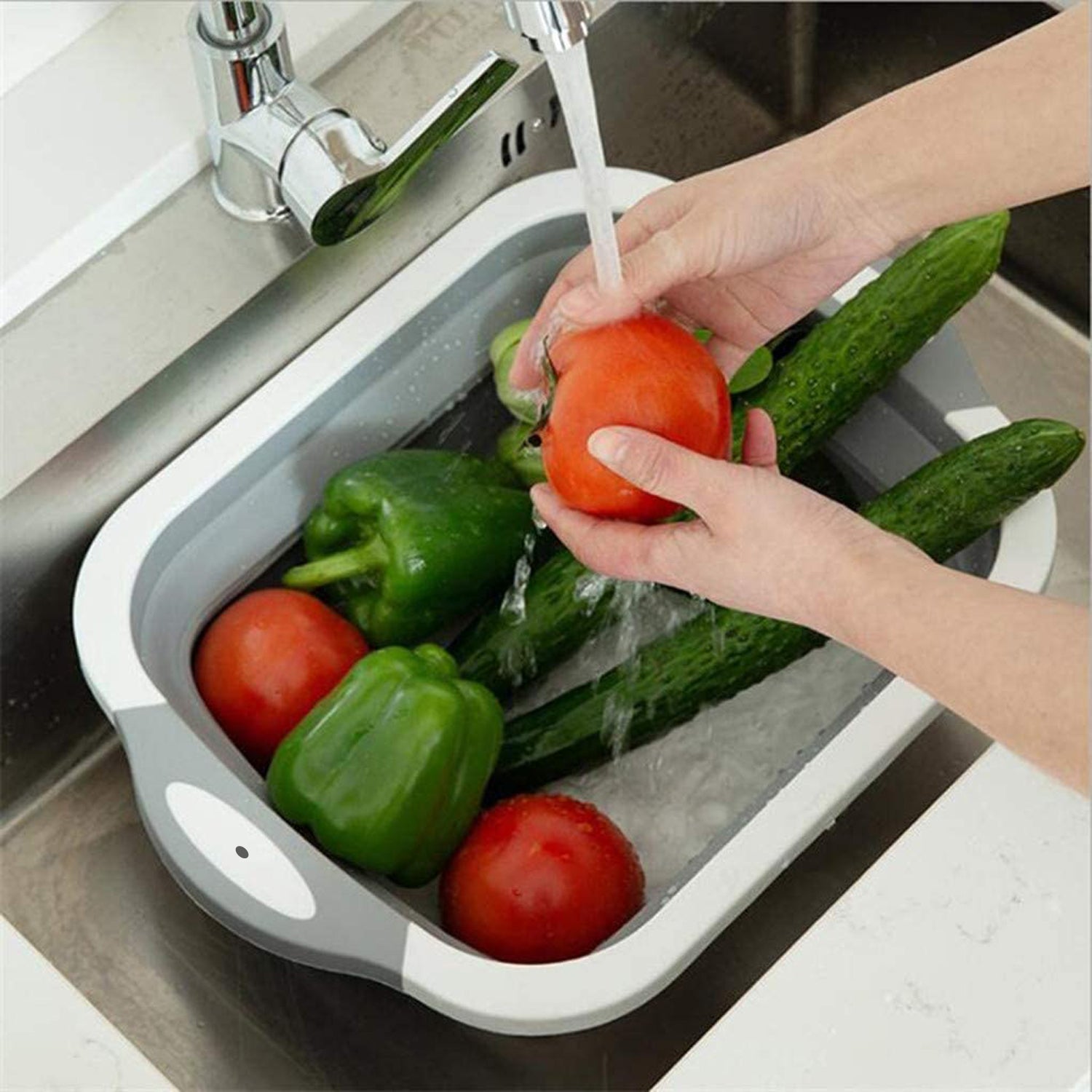 Collapsible Cutting Board with Dish Tub Basket