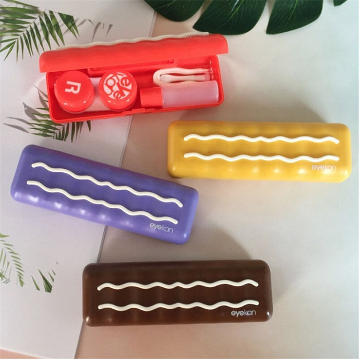 New Creative  Cute Biscuit Shaped Contact Eyekan Lens Case (Random)