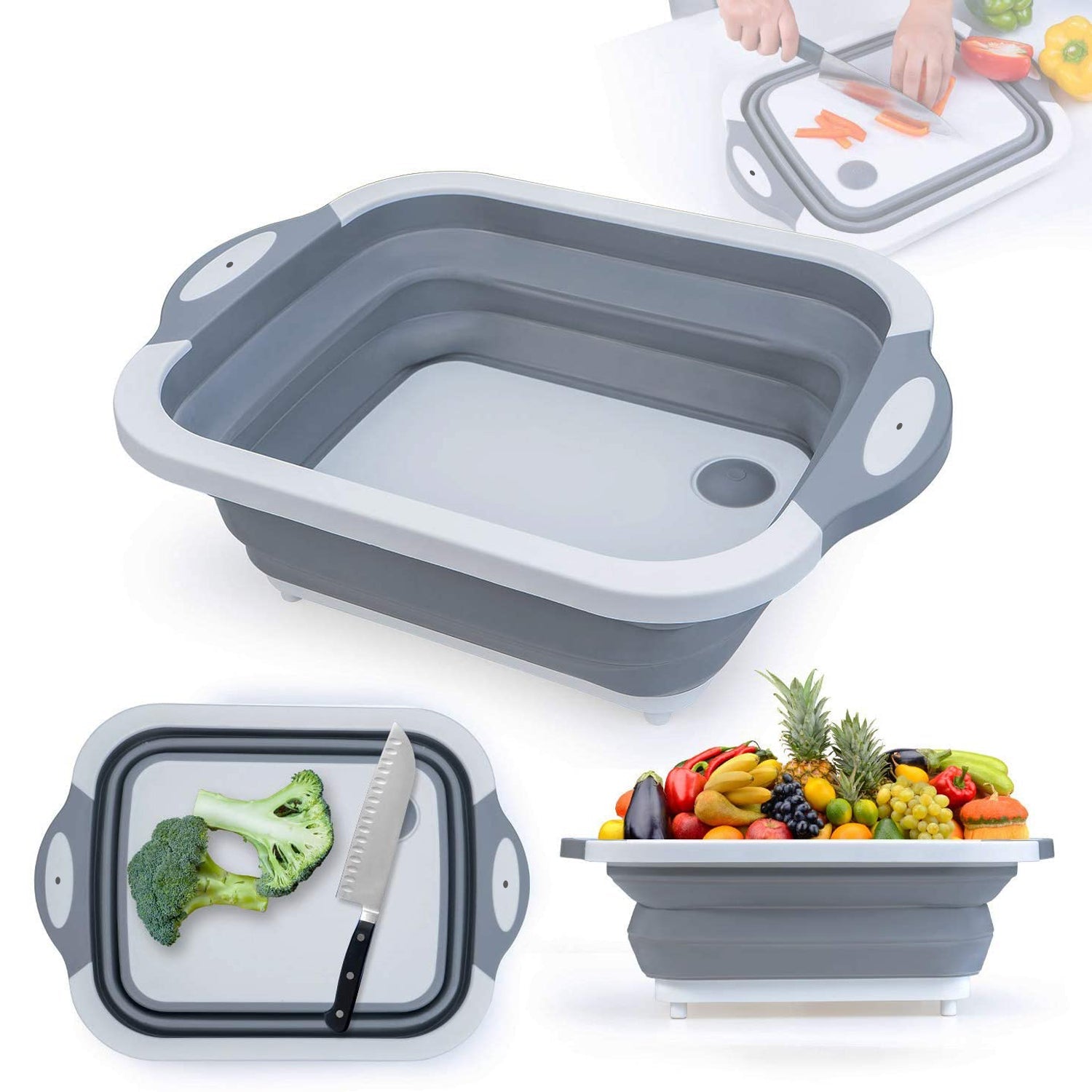 Collapsible Cutting Board with Dish Tub Basket