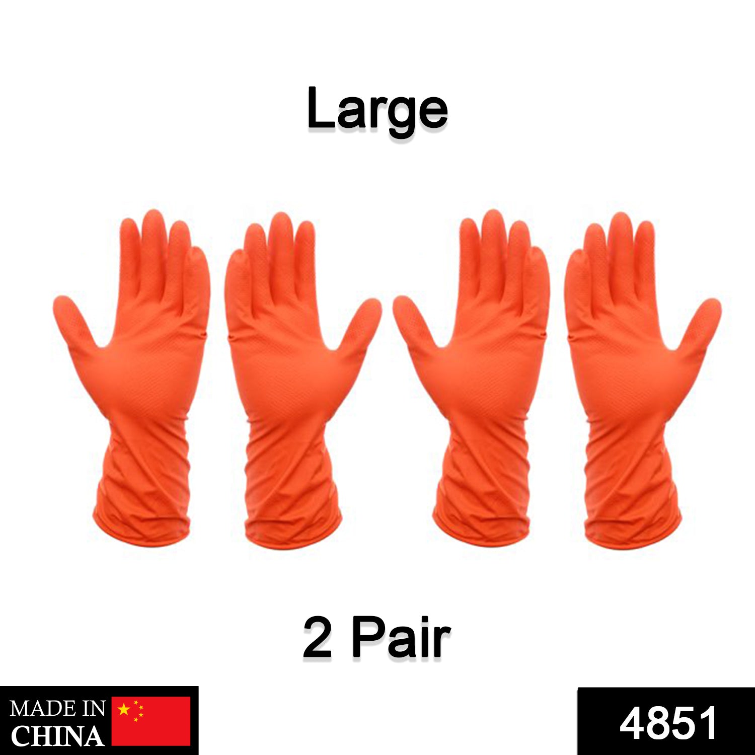 2 Pair Large Orange Gloves For Types Of Purposes Like Washing Utensils, Gardening And Cleaning Toilet Etc.