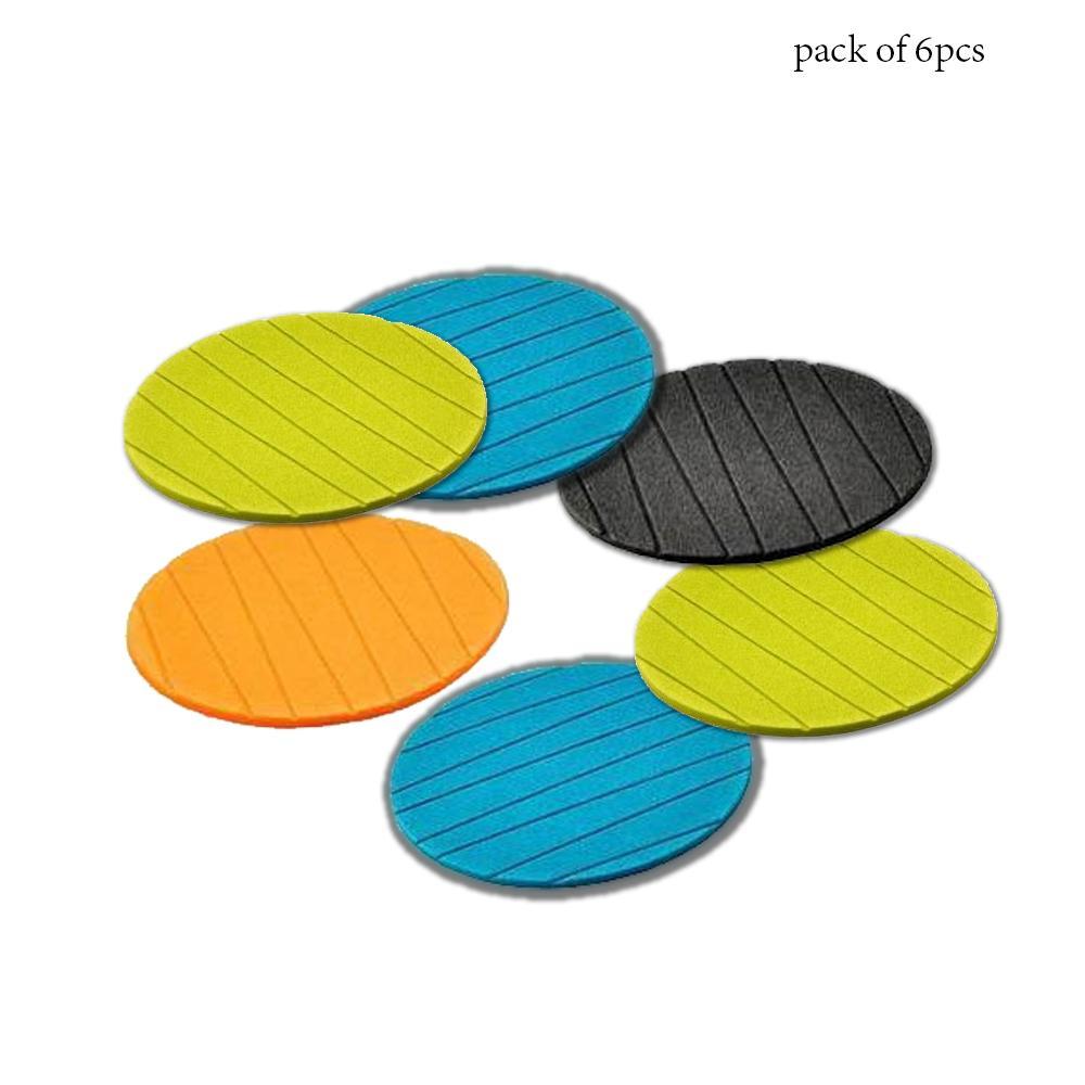 0129 6 pcs Useful Round Shape Plain Silicone Cup Mat Coaster Drinking Tea Coffee Mug Wine Mat for Home