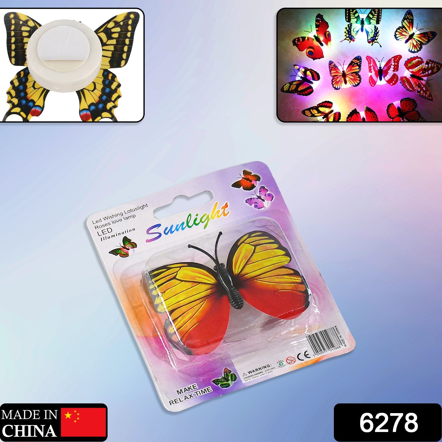 6278 The Butterfly 3D Night Lamp Comes with 3D Illusion Design Suitable for Drawing Room, Lobby.