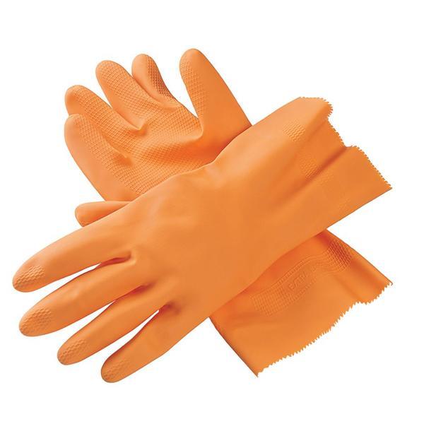 - Cut Glove Reusable Rubber Hand Gloves (Orange) - 1 pc