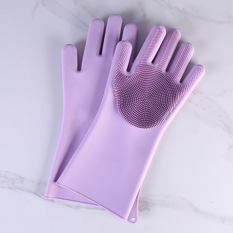 Silicone Scrubbing Hand Gloves for Dish Washing-2