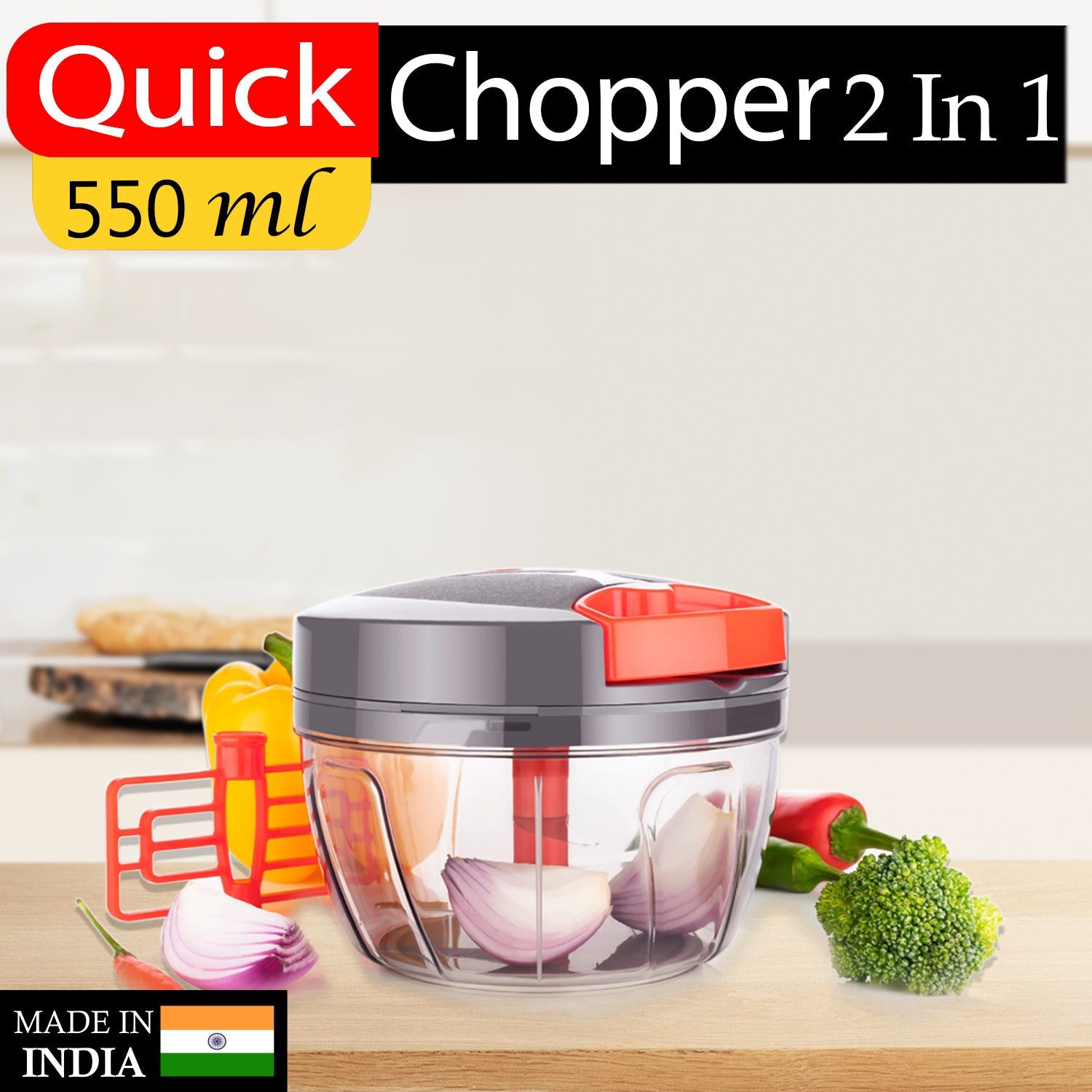 Manual Food Chopper Compact & Powerful Hand Held Vegetable Chopper/Blender