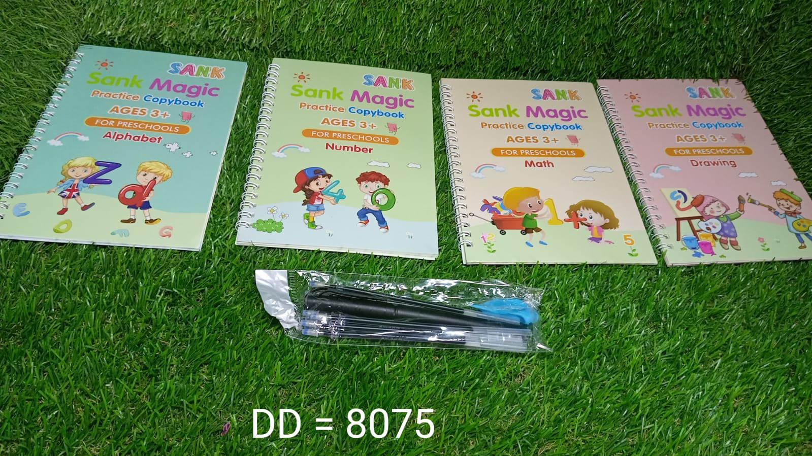 8075 4 Pc Magic Copybook widely used by kids, childrenâ€™s and even adults also to write down important things over it while emergencies etc.