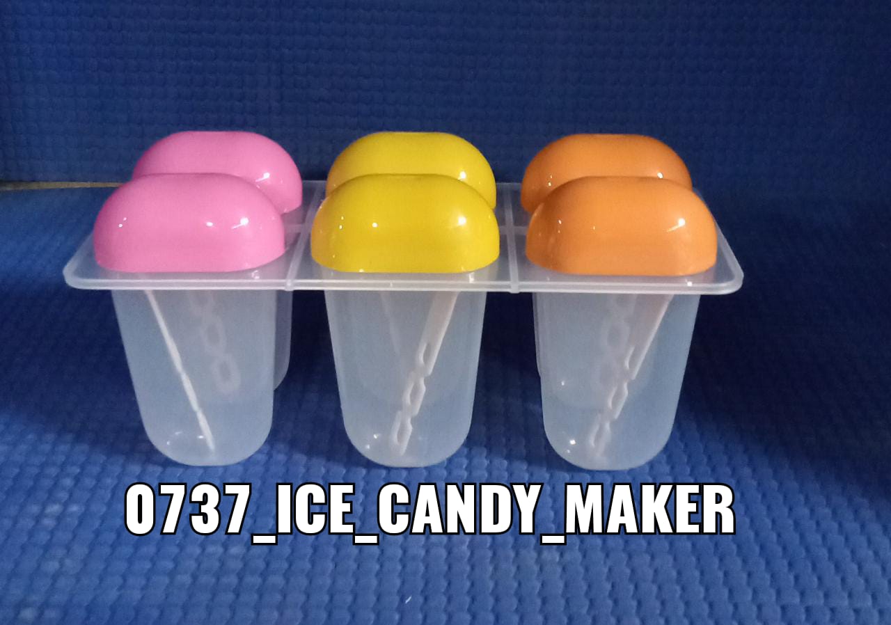 0737  6 Pcs Multicolor Polypropylene Ice Mold, Kulfi Maker/Stick/Cream/Candy Color Assorted