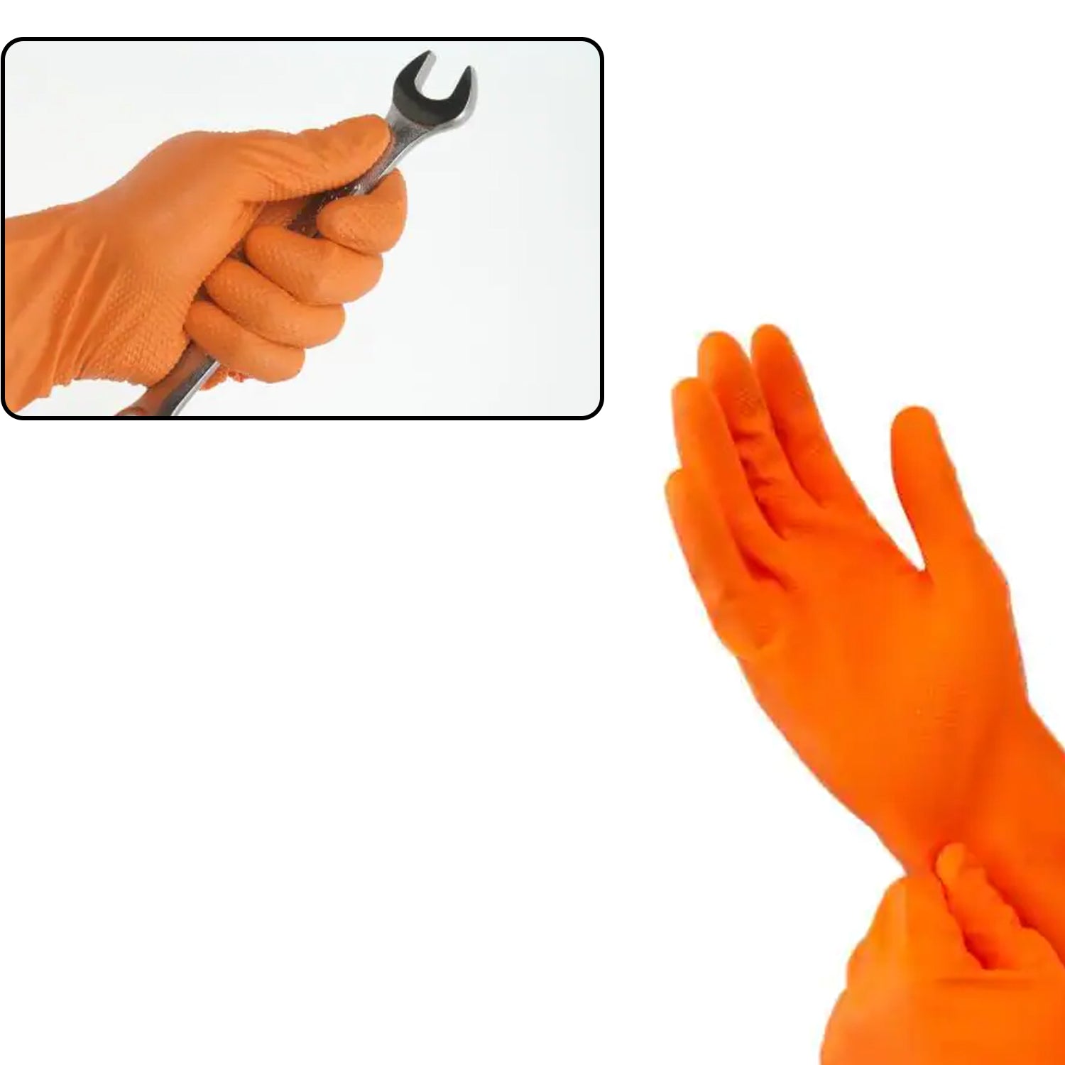 2 Pair Large Orange Gloves For Types Of Purposes Like Washing Utensils, Gardening And Cleaning Toilet Etc.