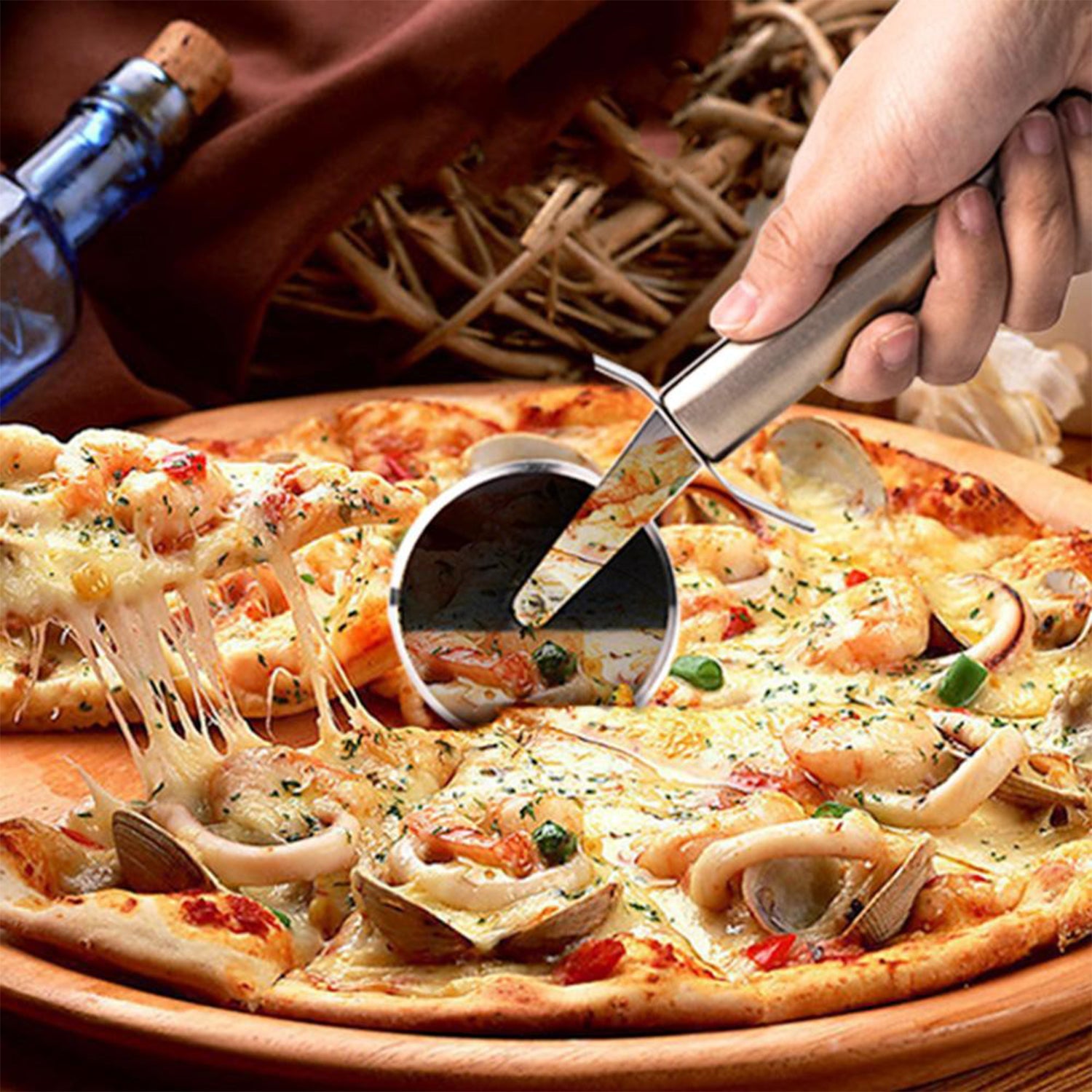 Stainless Steal Pizza Cutter and for Sandwiches Pastry