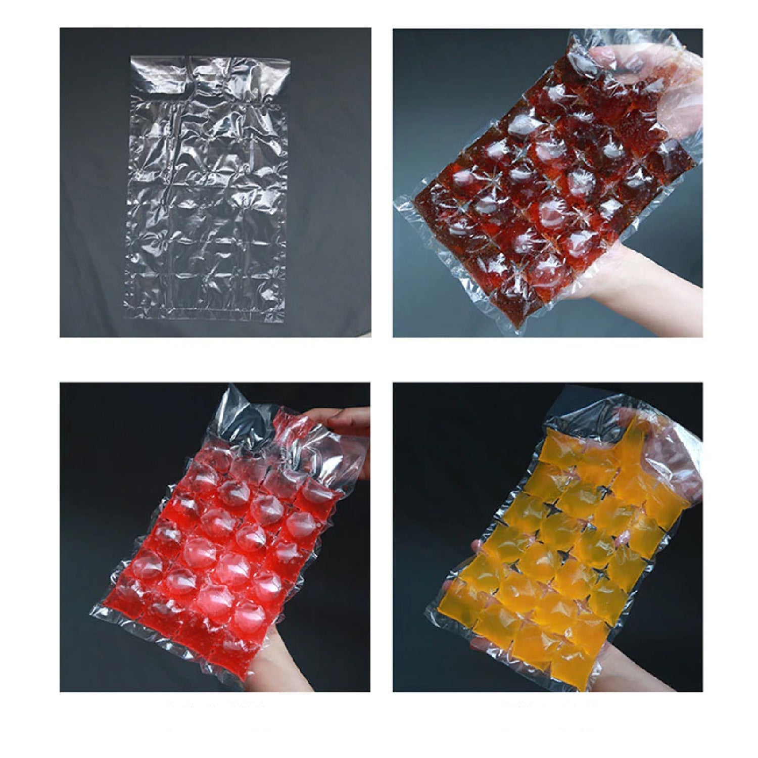 2905 Disposable Ice Cube Bags, Stackable Easy Release Ice Cube Mold Trays Self-Seal Freezing Maker, Cold Ice Pack Cooler Bag for Cocktail Food Wine