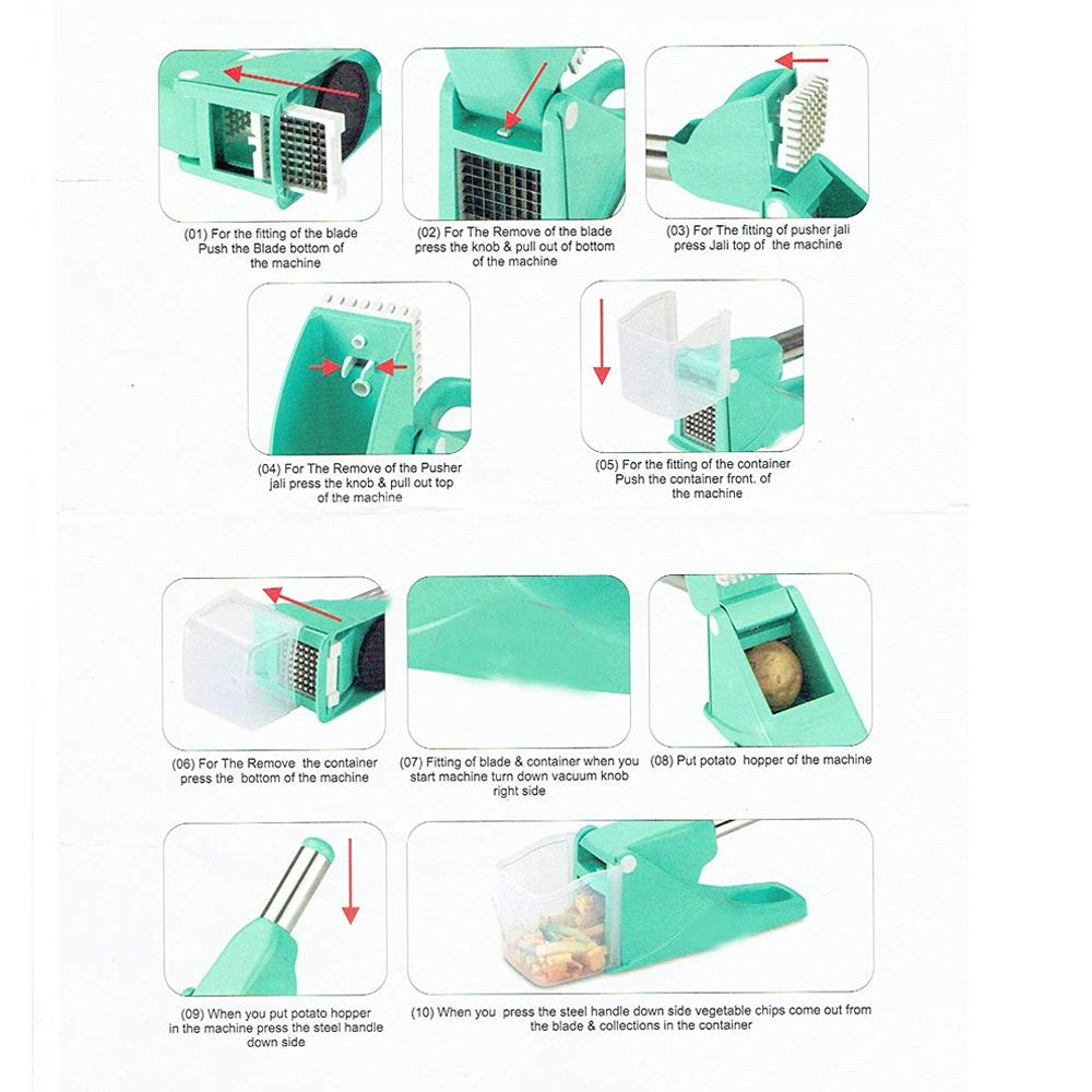 0114 Virgin Plastic French Fry Chipser, Potato Chipser/Potato Slicer with Container