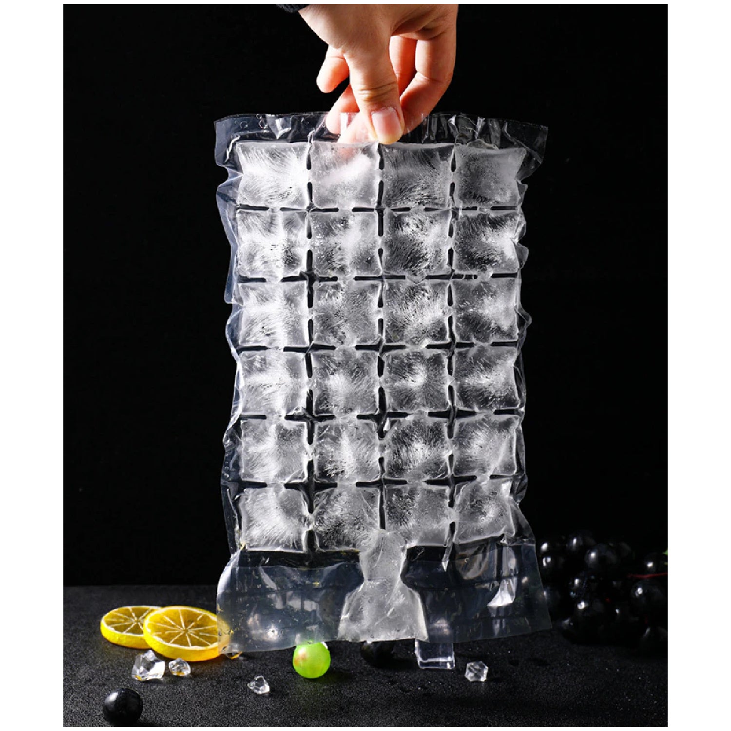 2905 Disposable Ice Cube Bags, Stackable Easy Release Ice Cube Mold Trays Self-Seal Freezing Maker, Cold Ice Pack Cooler Bag for Cocktail Food Wine