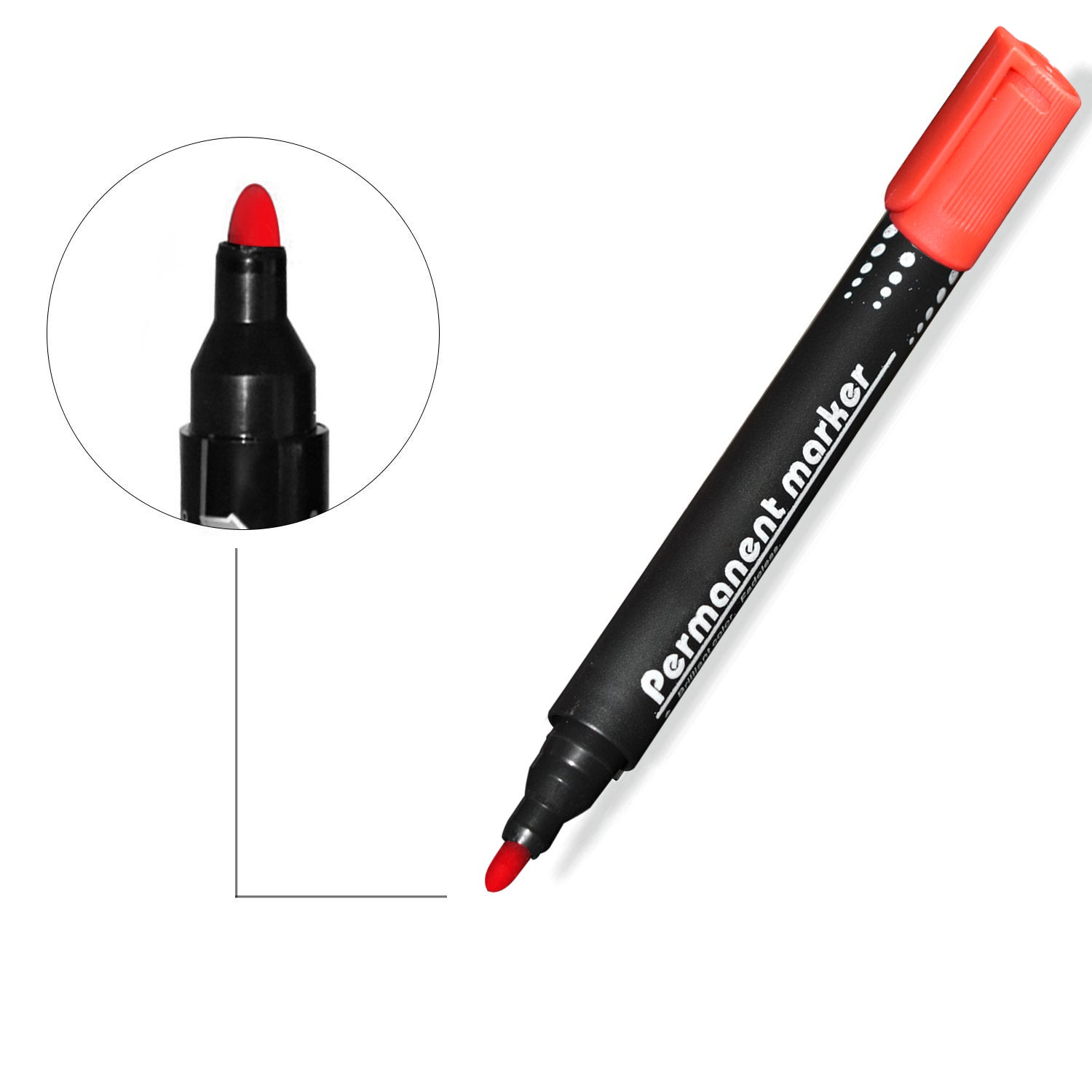 Red Permanent Markers for White Board (Pack Of 12)