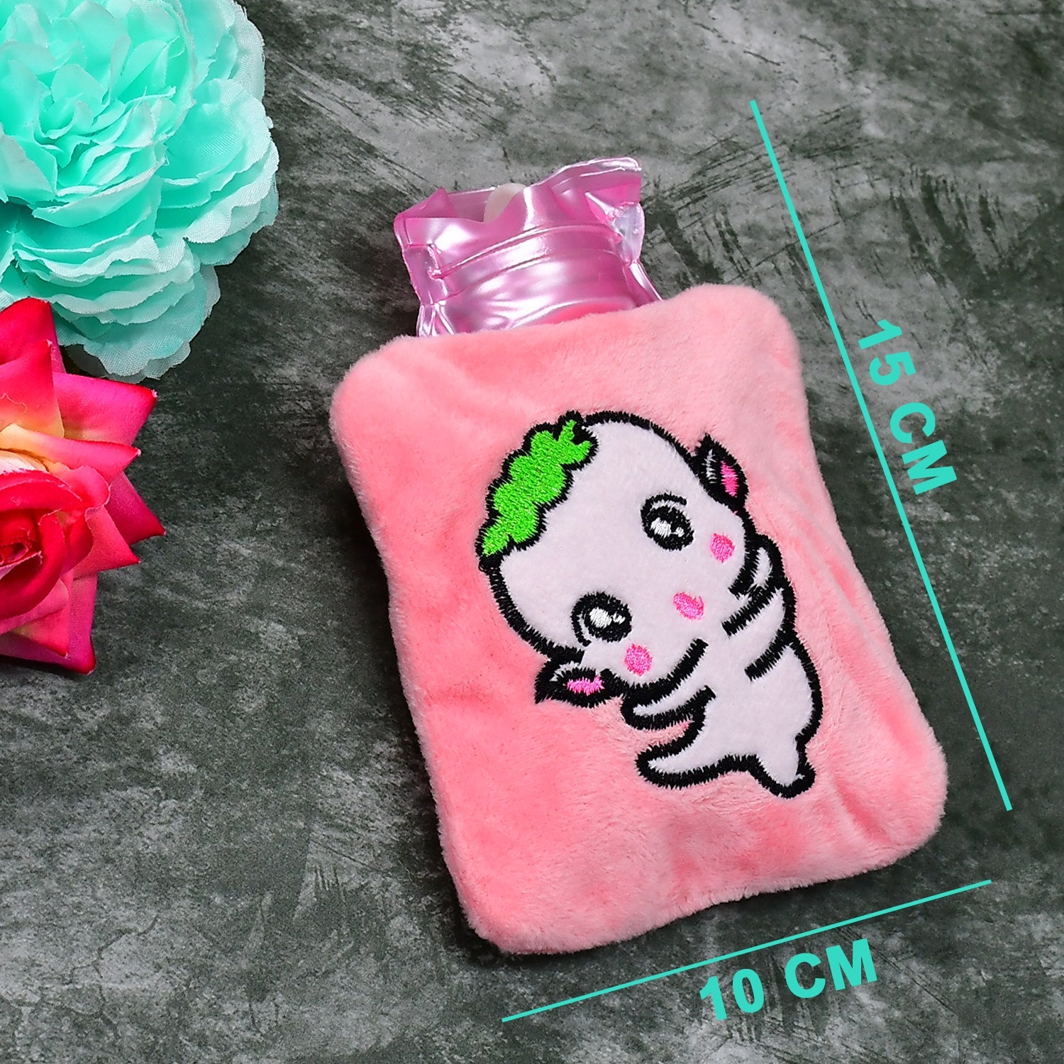 6532 Pink Cartoon small Hot Water Bag with Cover for Pain Relief, Neck, Shoulder Pain and Hand, Feet Warmer, Menstrual Cramps.