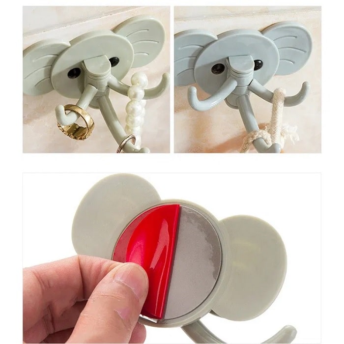 2 Pcs Adhesive Elephant Hook Holder (Random Color)