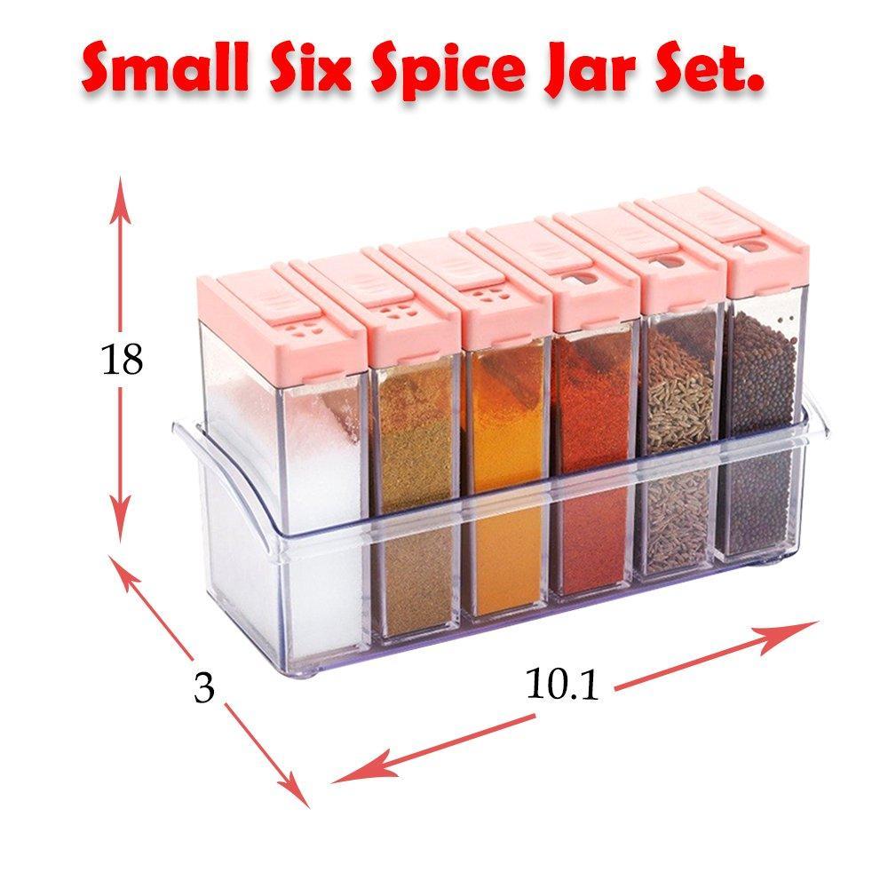 0122 Plastic Spice Jars (6 pcs, 14x22x8cm, Multicolour)