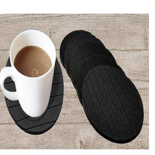 0129 6 pcs Useful Round Shape Plain Silicone Cup Mat Coaster Drinking Tea Coffee Mug Wine Mat for Home