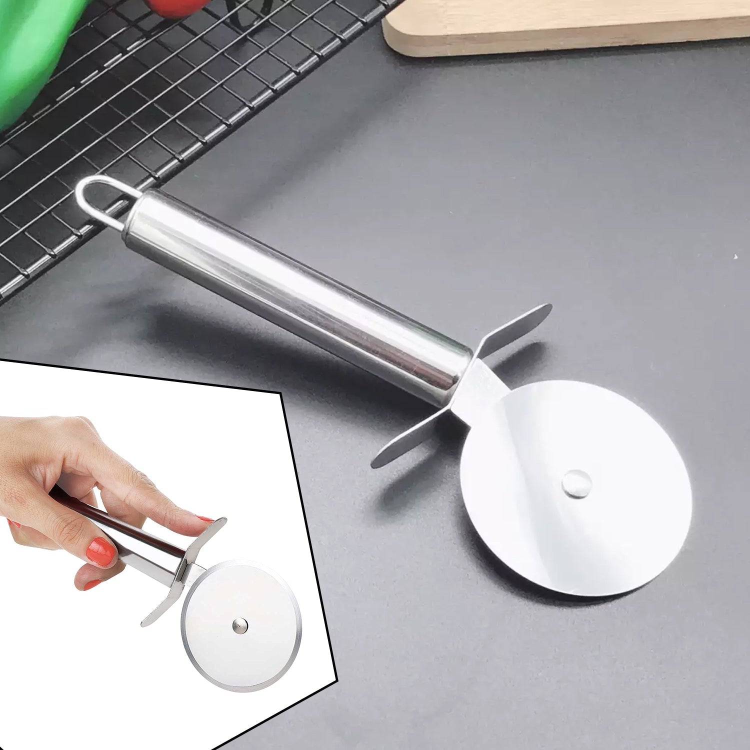 Stainless Steal Pizza Cutter and for Sandwiches Pastry