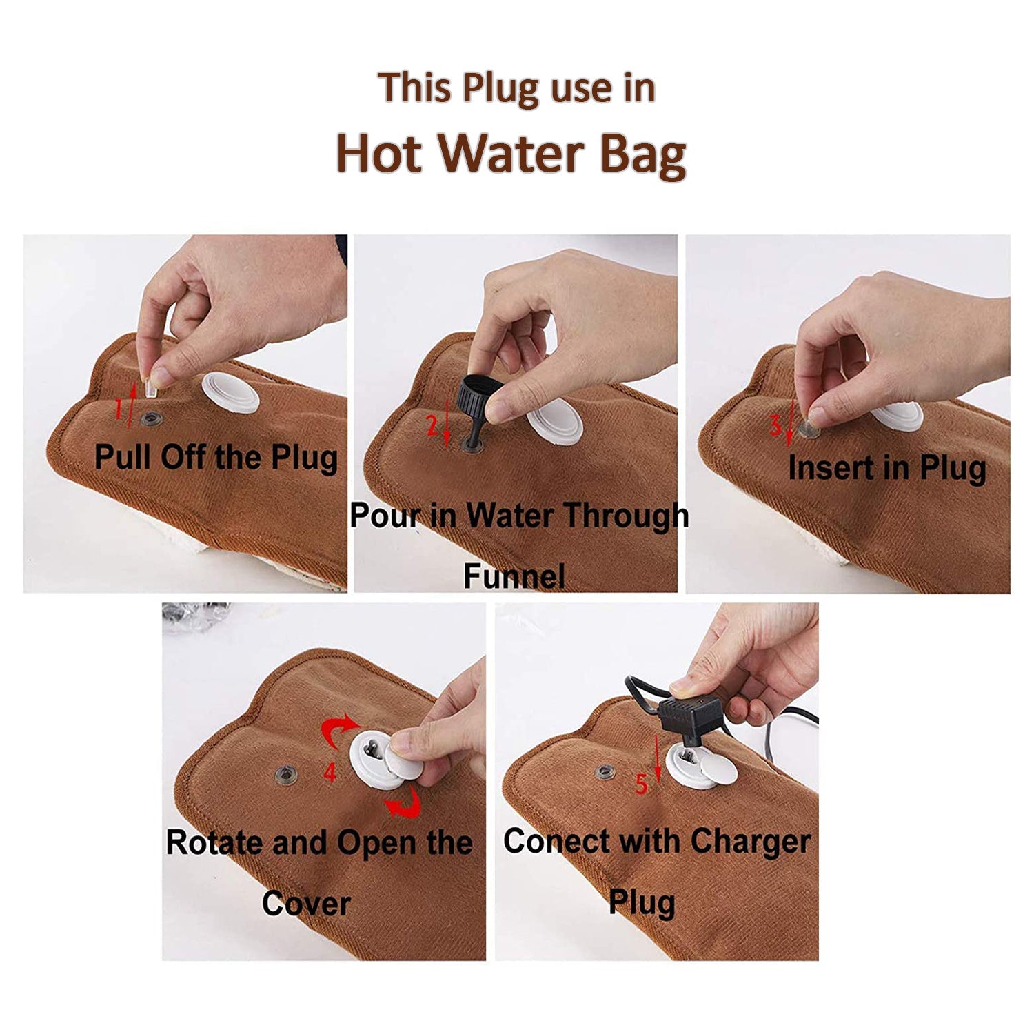 5 Pc Hot Water Bag in Water Stopper used as a stopper while injecting nails on walls etc.