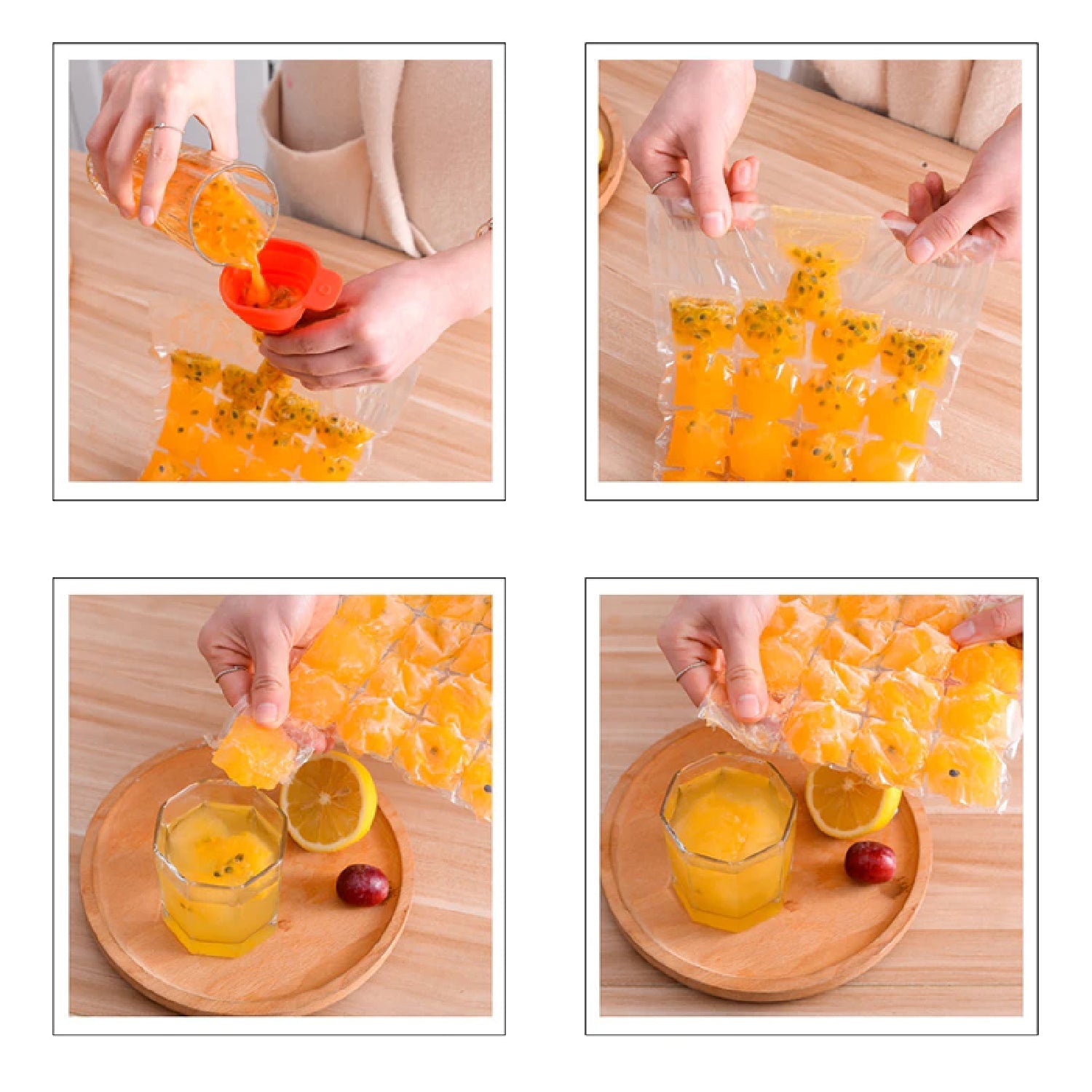 2905 Disposable Ice Cube Bags, Stackable Easy Release Ice Cube Mold Trays Self-Seal Freezing Maker, Cold Ice Pack Cooler Bag for Cocktail Food Wine