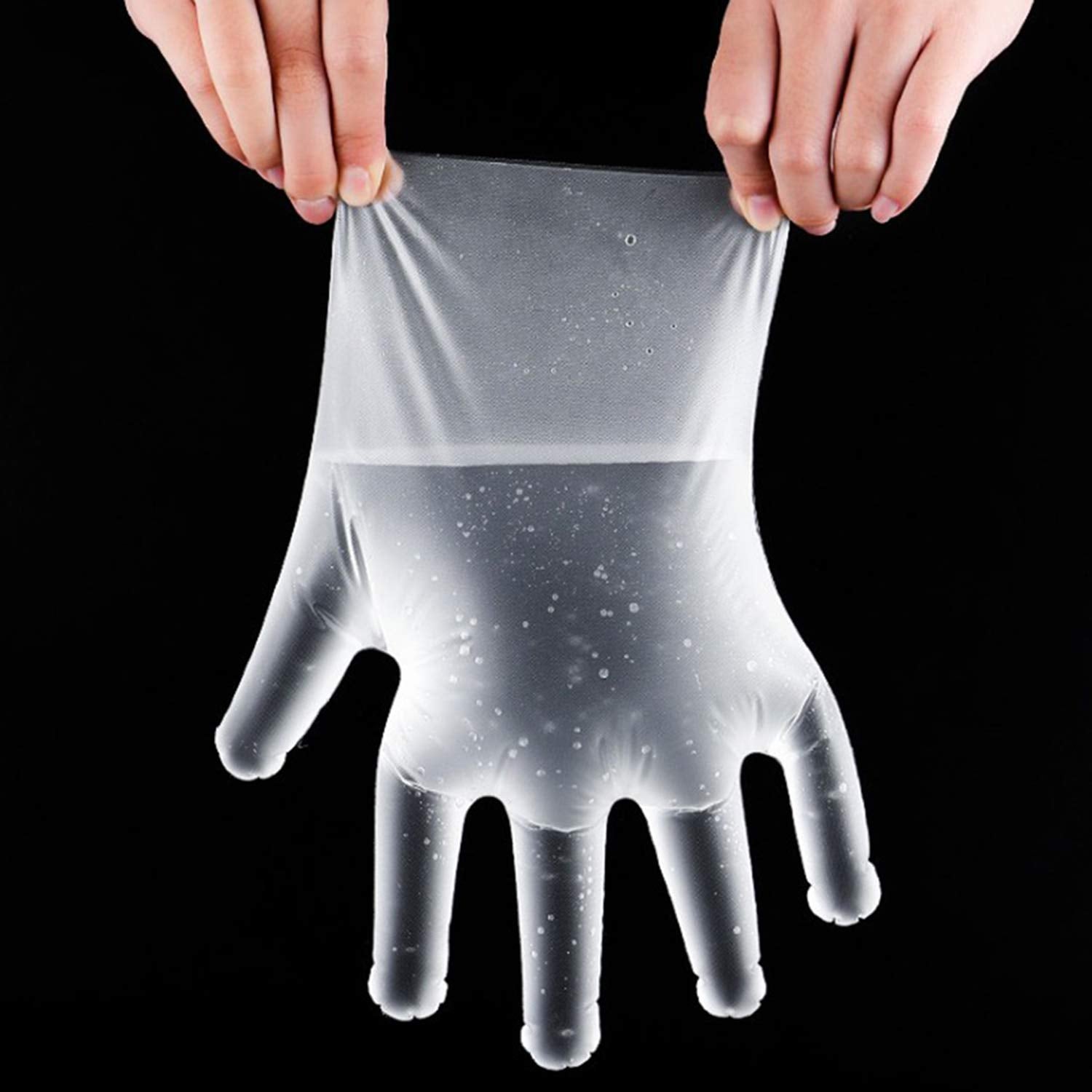 Plastic Transparent Disposable Clear Gloves (White) (100Pc)