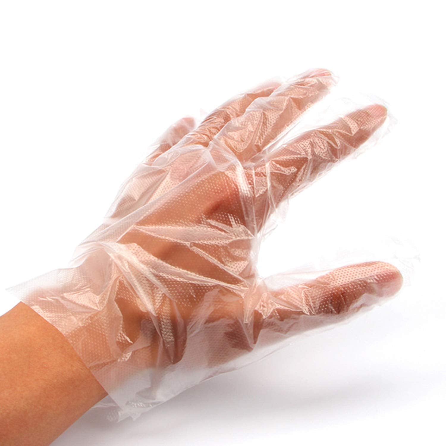 Plastic Transparent Disposable Clear Gloves (White) (100Pc)